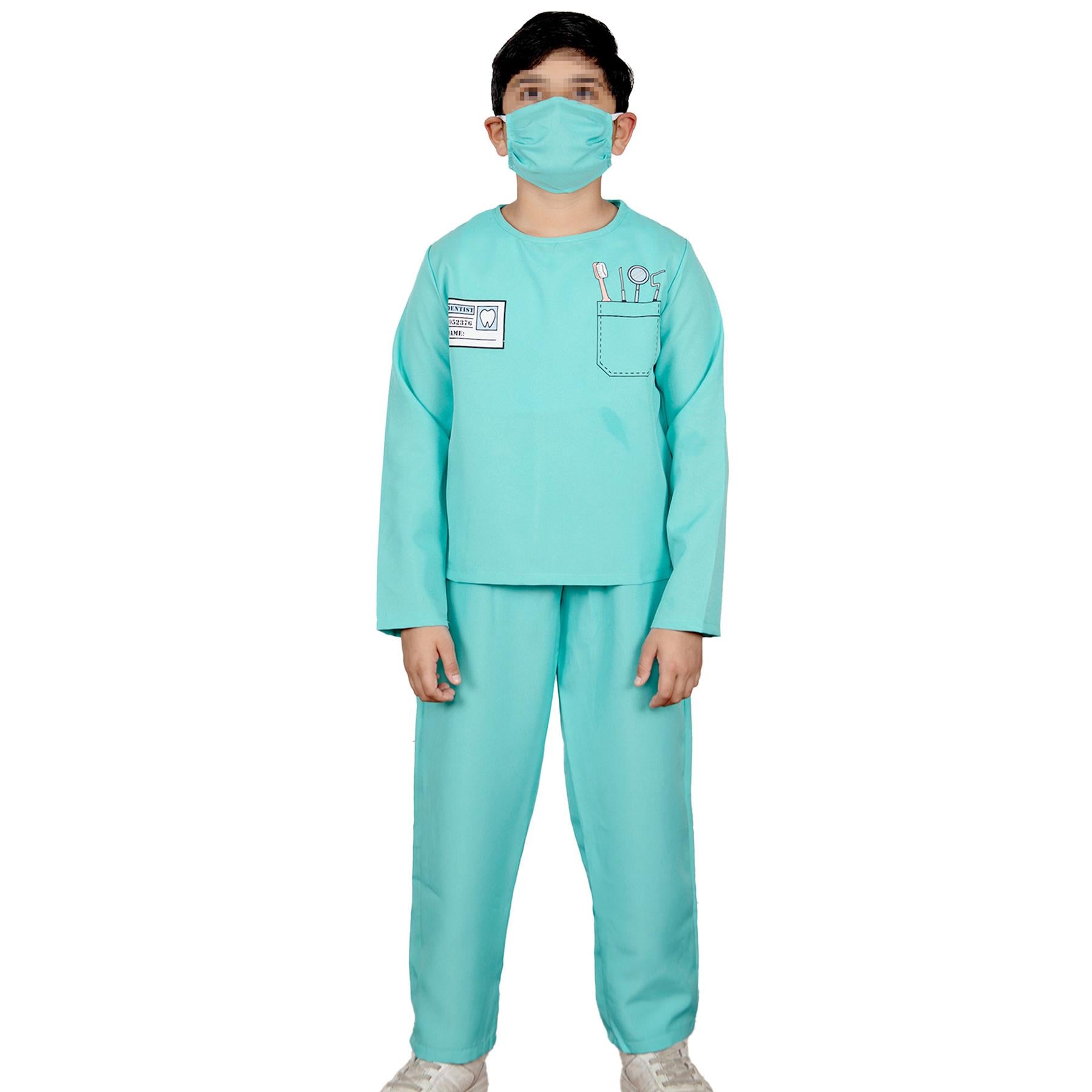 Kids Dentist Costume Dental Surgeon Role Play Halloween Dental Doctor Scrubs Set