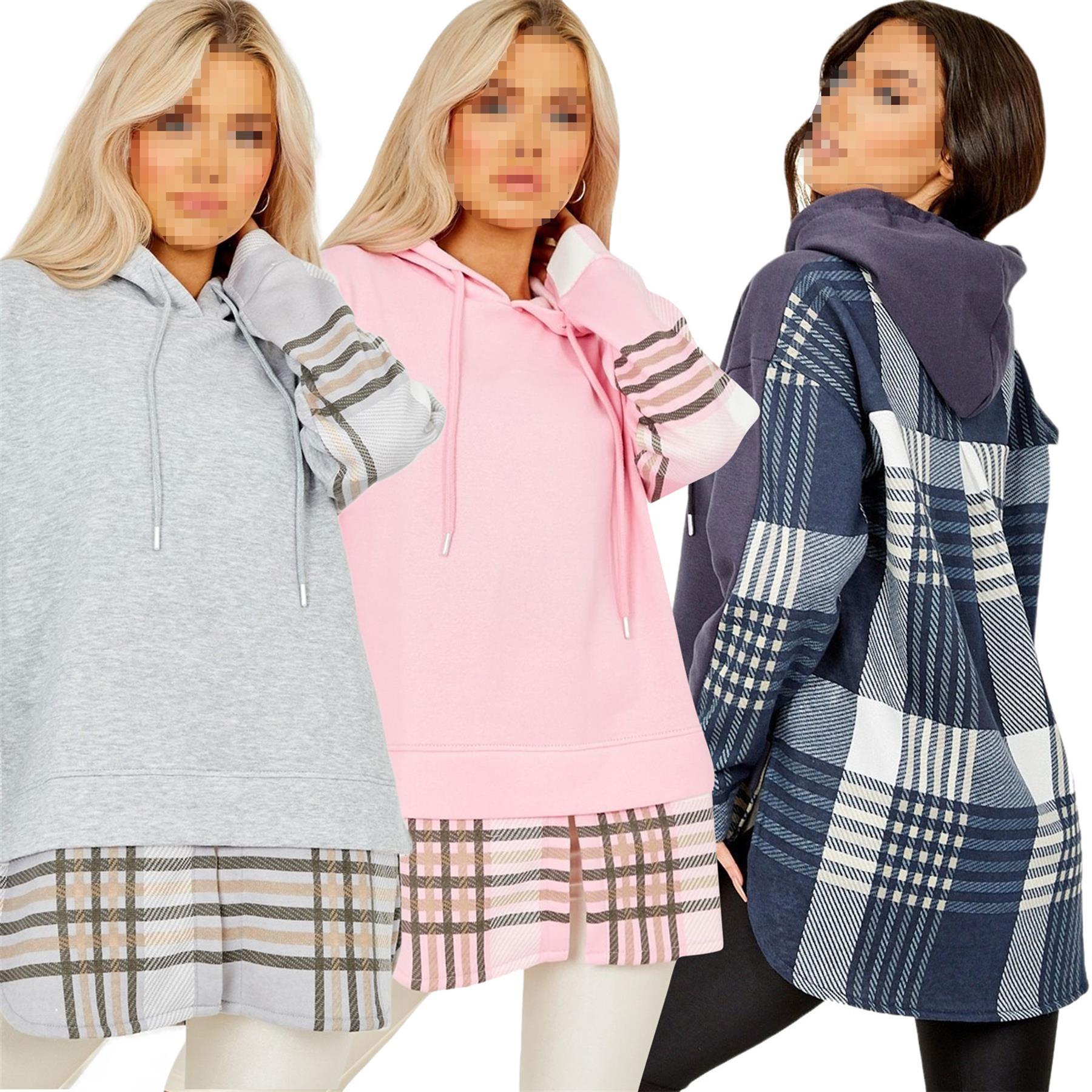 Womens Fleece Check Print Hooded Jackets