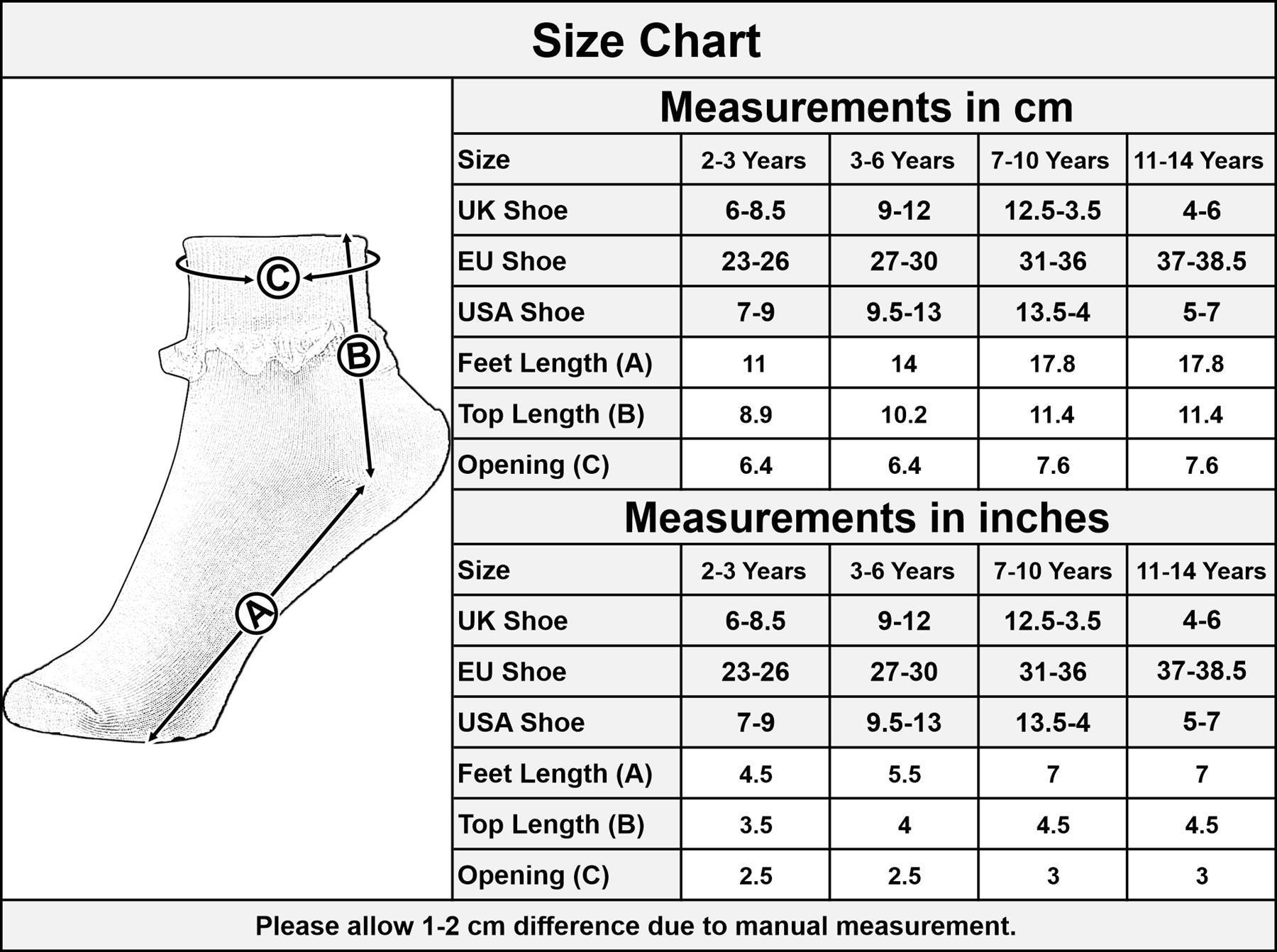 Kids Girls Frilly Lace Ankle Socks 12 Pack Cotton School Party Lace Trim Socks