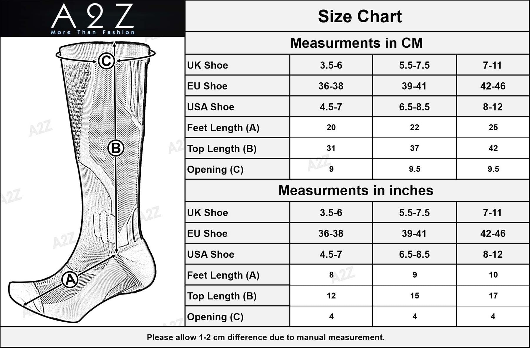 A2Z Adults Socks Compression Mens Womens Comfortable Travel Recovery Socks