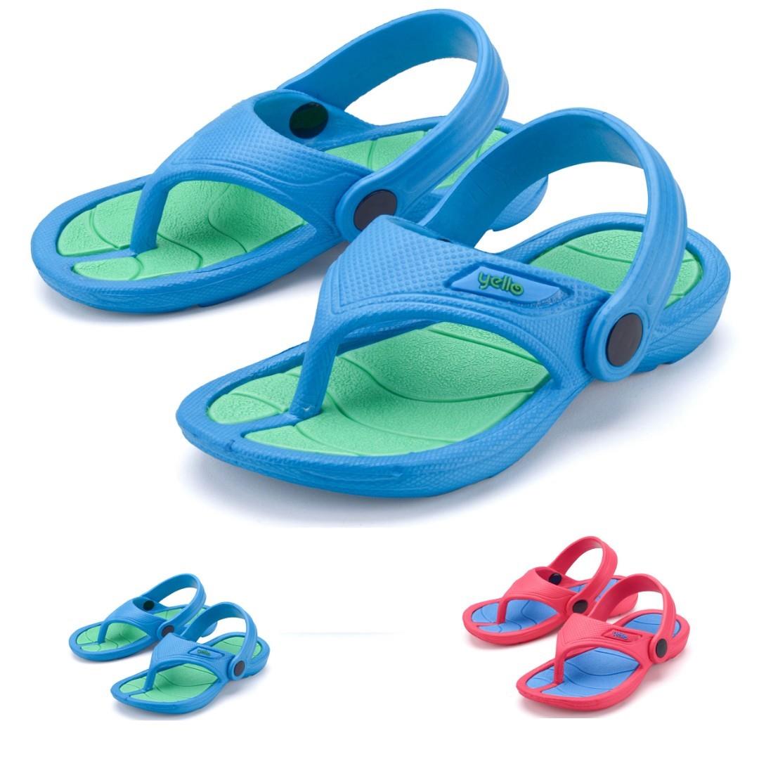 Kids Boys Slingback Flip Flops Pool Sandals Thong Strap Beach Sports Sliders