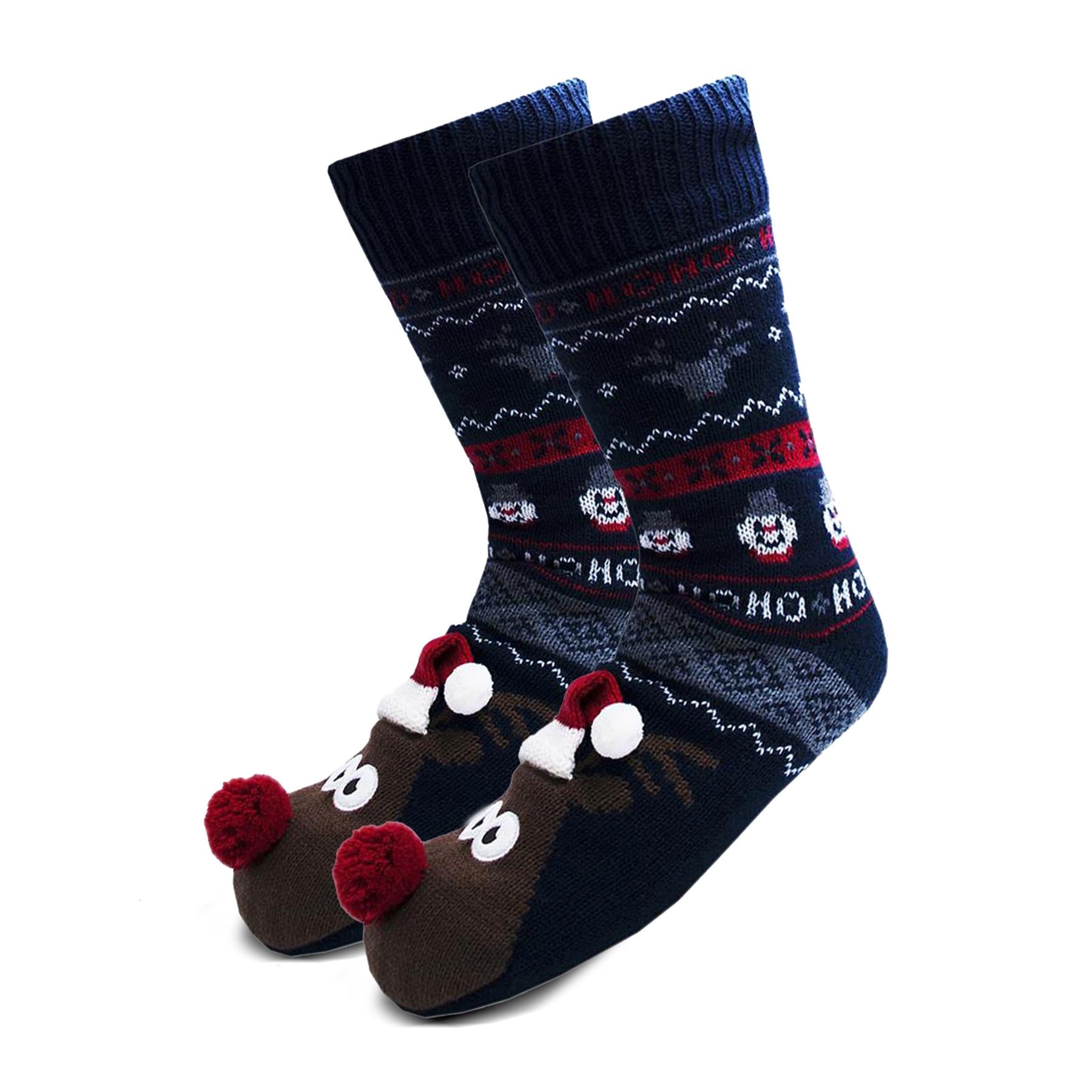 A2Z Mens Christmas 3D Reindeer Socks Winter Warm Comfortable Men Slipper Socks