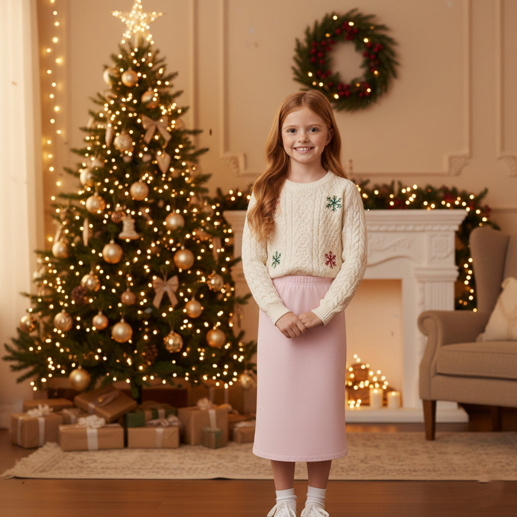 Girls Maxi Skirt Soft Stretch Viscose Skirt Comfy School Wear For Age 5-13 Year