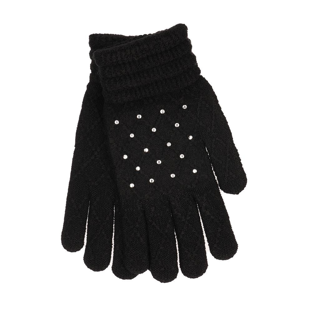 Ladies Gloves 3 Pack Diamante Magic Warm Knitted Thermal Gloves One Size Mittens