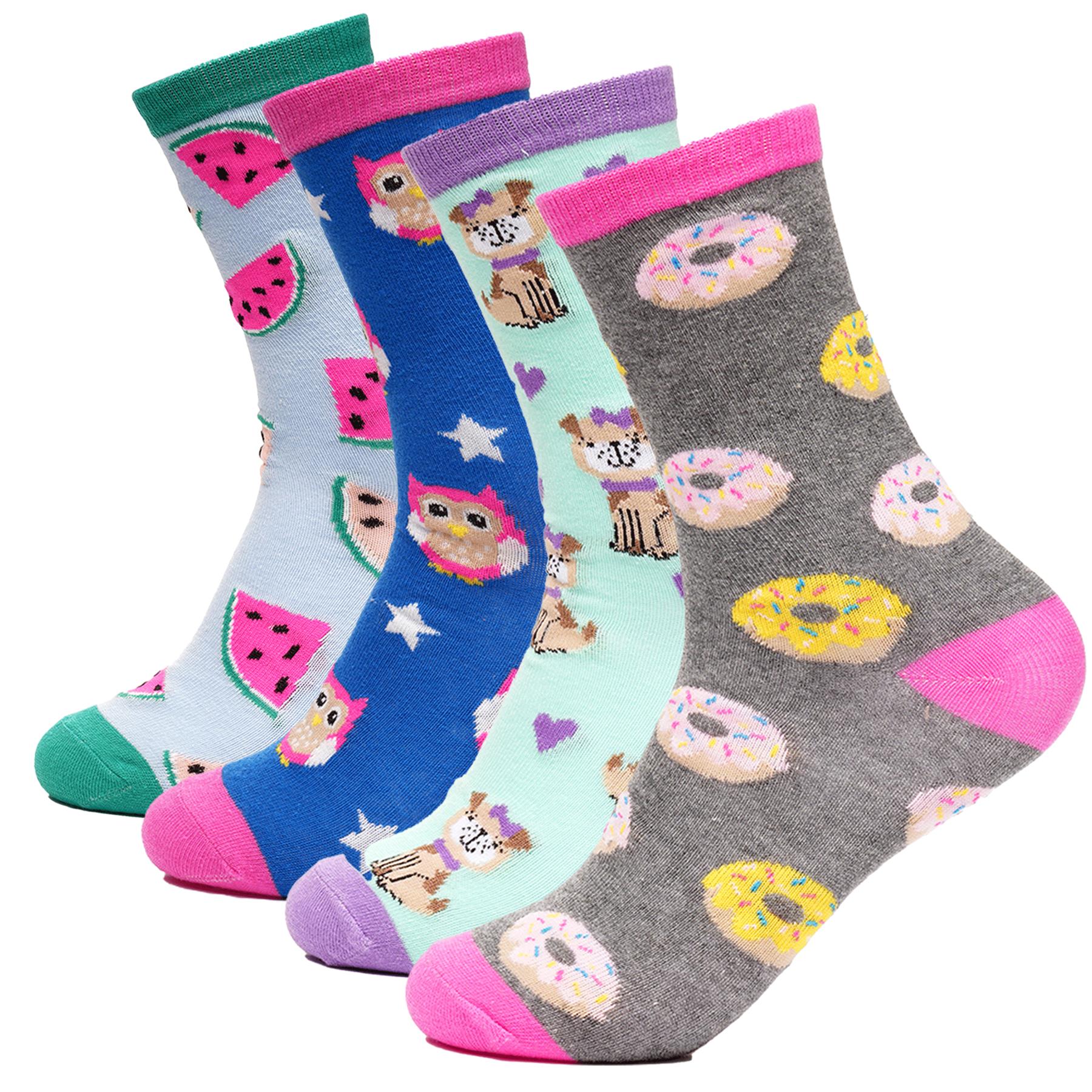 A2Z Ladies Novelty Crew Cotton Socks Comfortable Pack Of 4 Women Socks