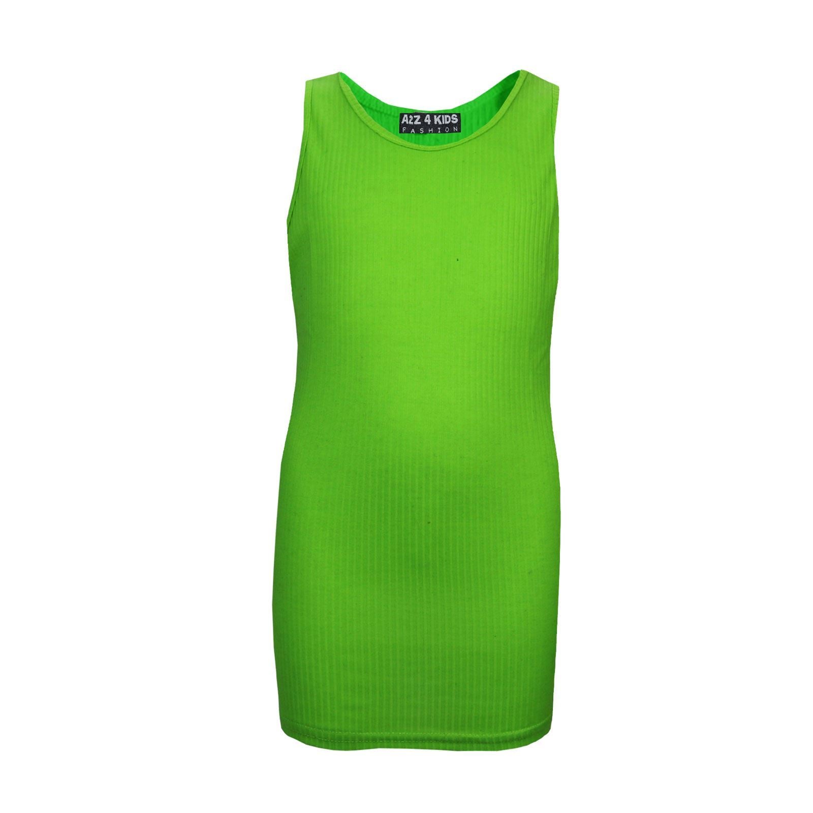 Kids Girls Boys Childrens Vest Top Tank Top Fitted 100% Rich Cotton 2-13 Years