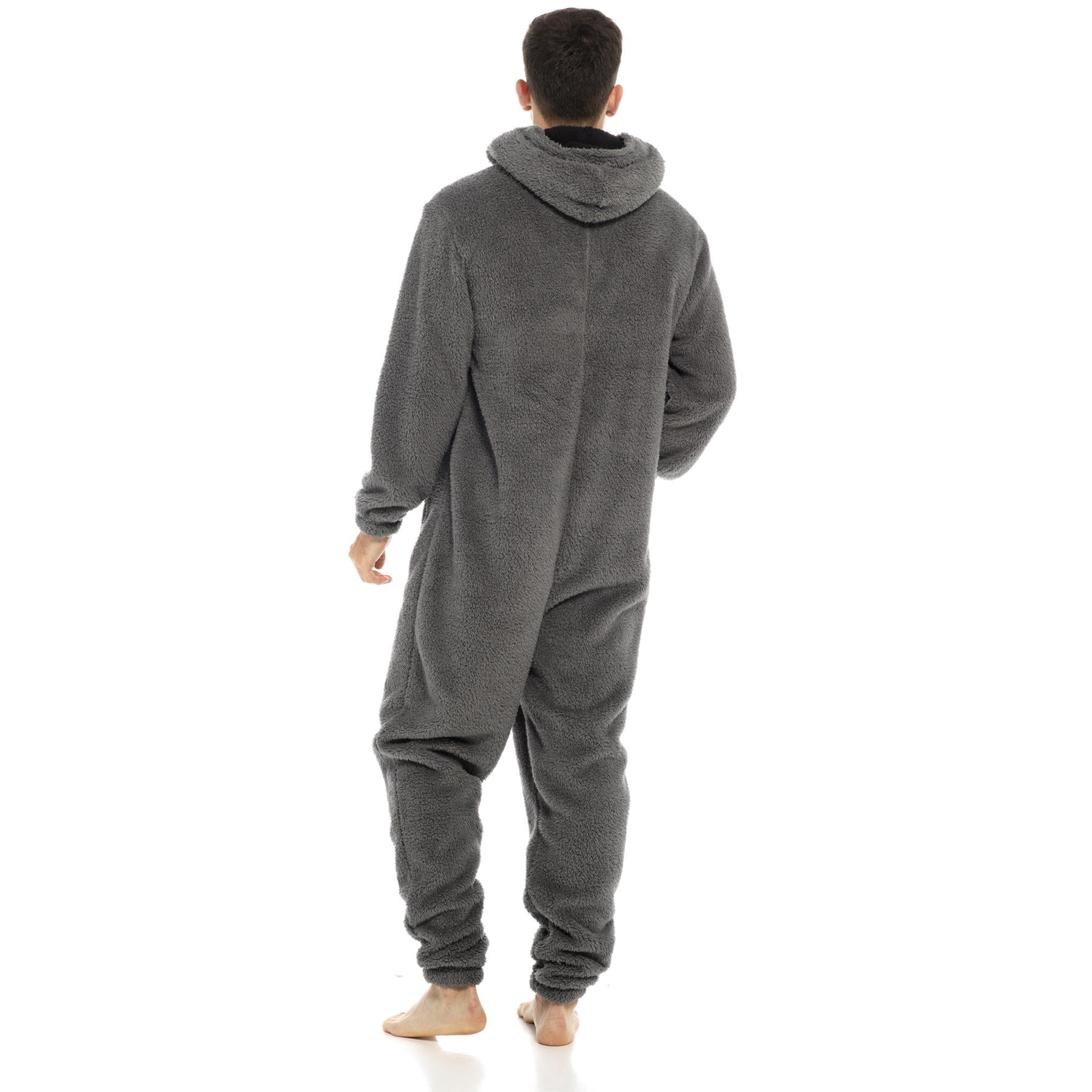 A2Z Mens Hooded Onesie One Piece Thick Snuggle Warm Fleece Soft Hooded Jumpsuit