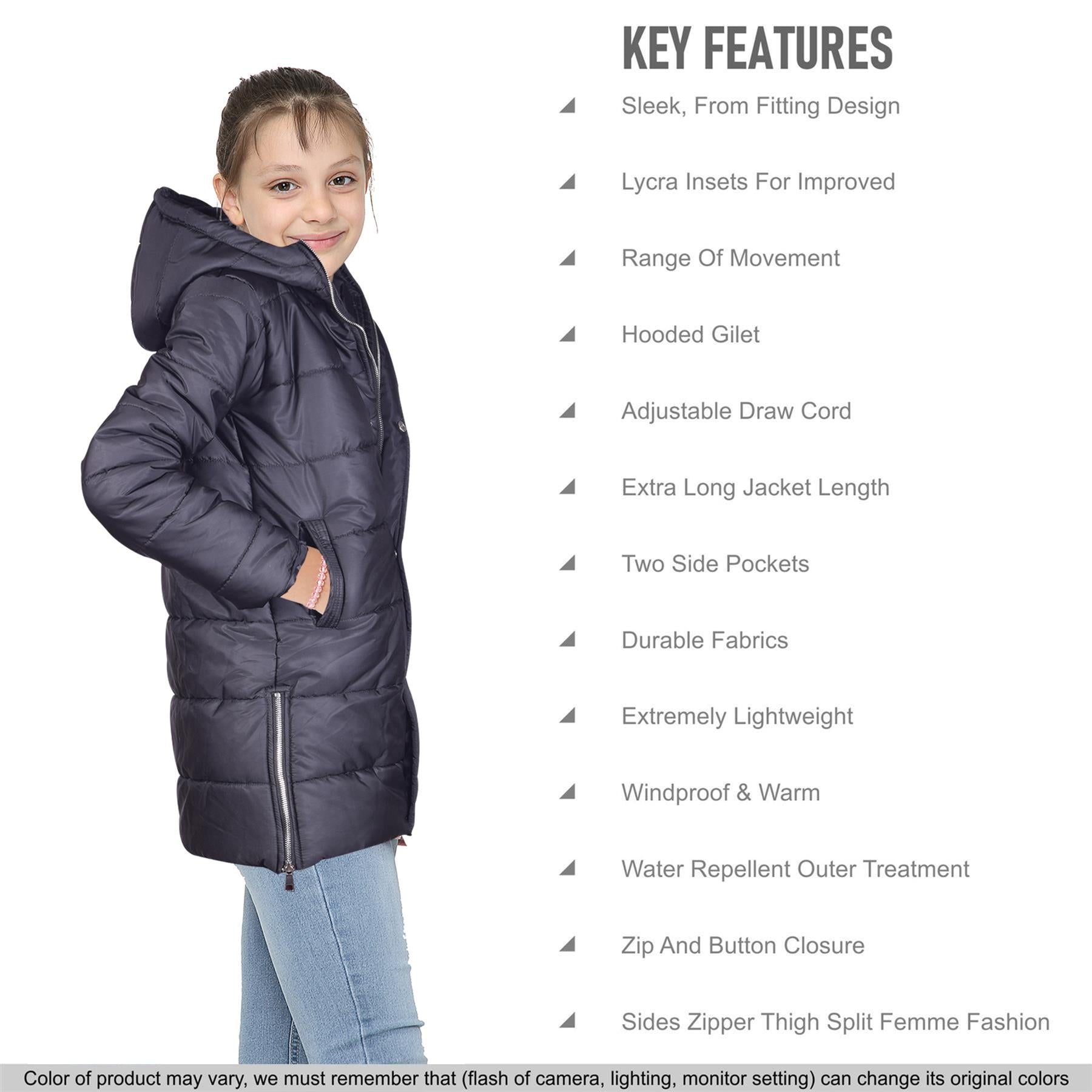 Kids Girls Fashion Oversized Jacket Long Line Jacket Long Sleeveless Coat 7-13 Yr