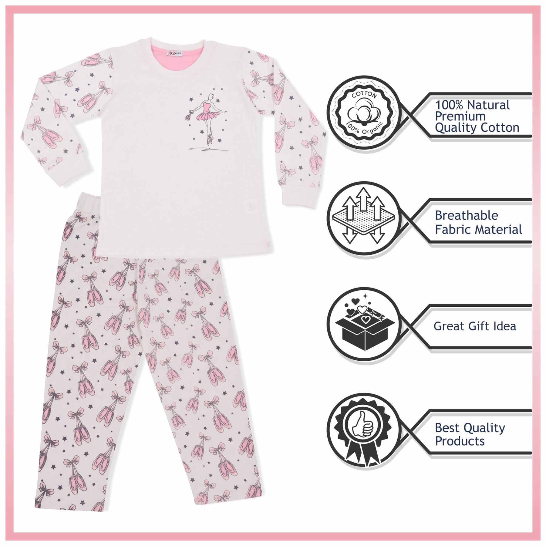 A2Z 4 Kids Girls Pyjamas Traditional PJS Pyjama Long Sleeve Sleepwear Sets