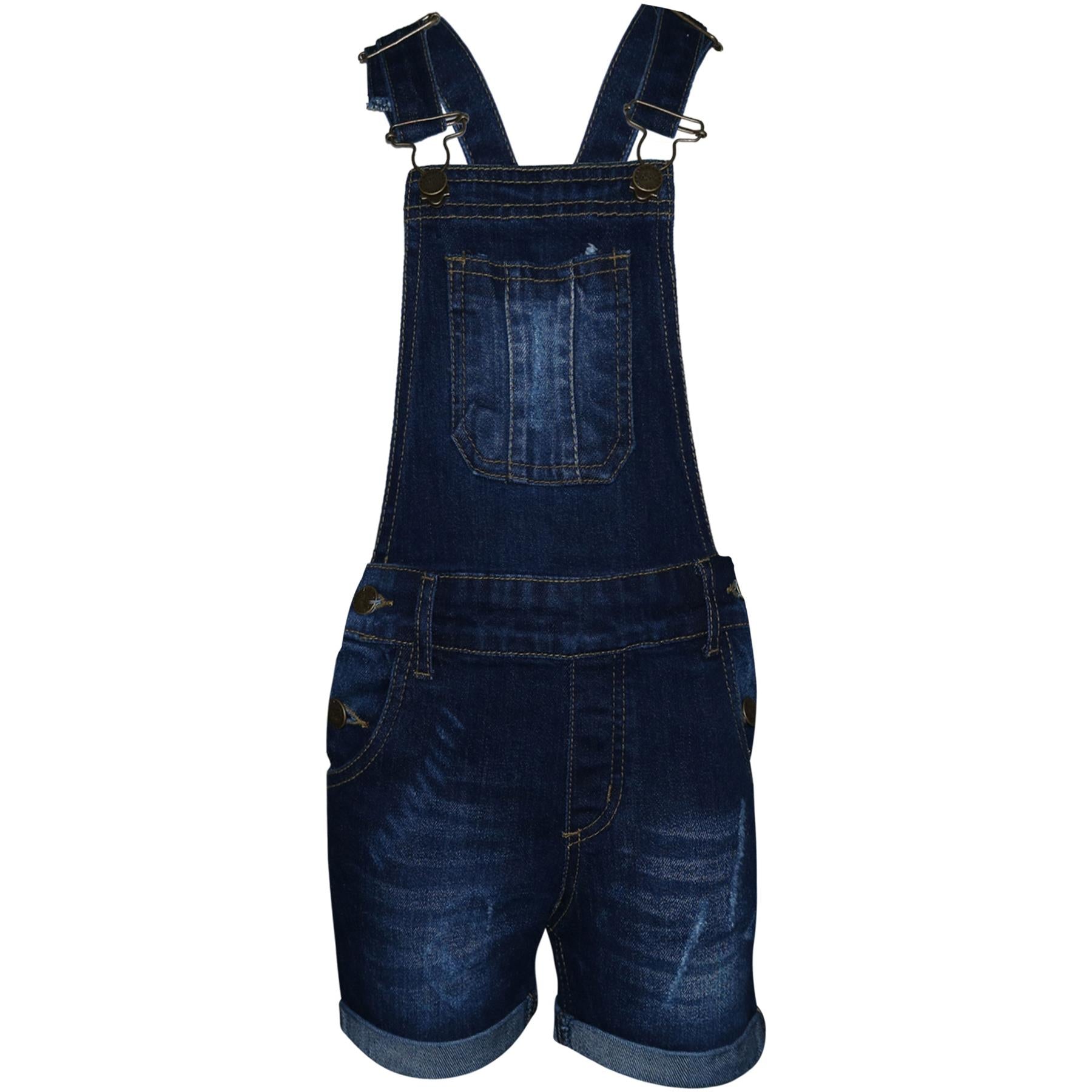 A2Z 4 Kids Girls Shorts Dungaree Denim Ripped Jeans All In One Jumpsuit Playsuit