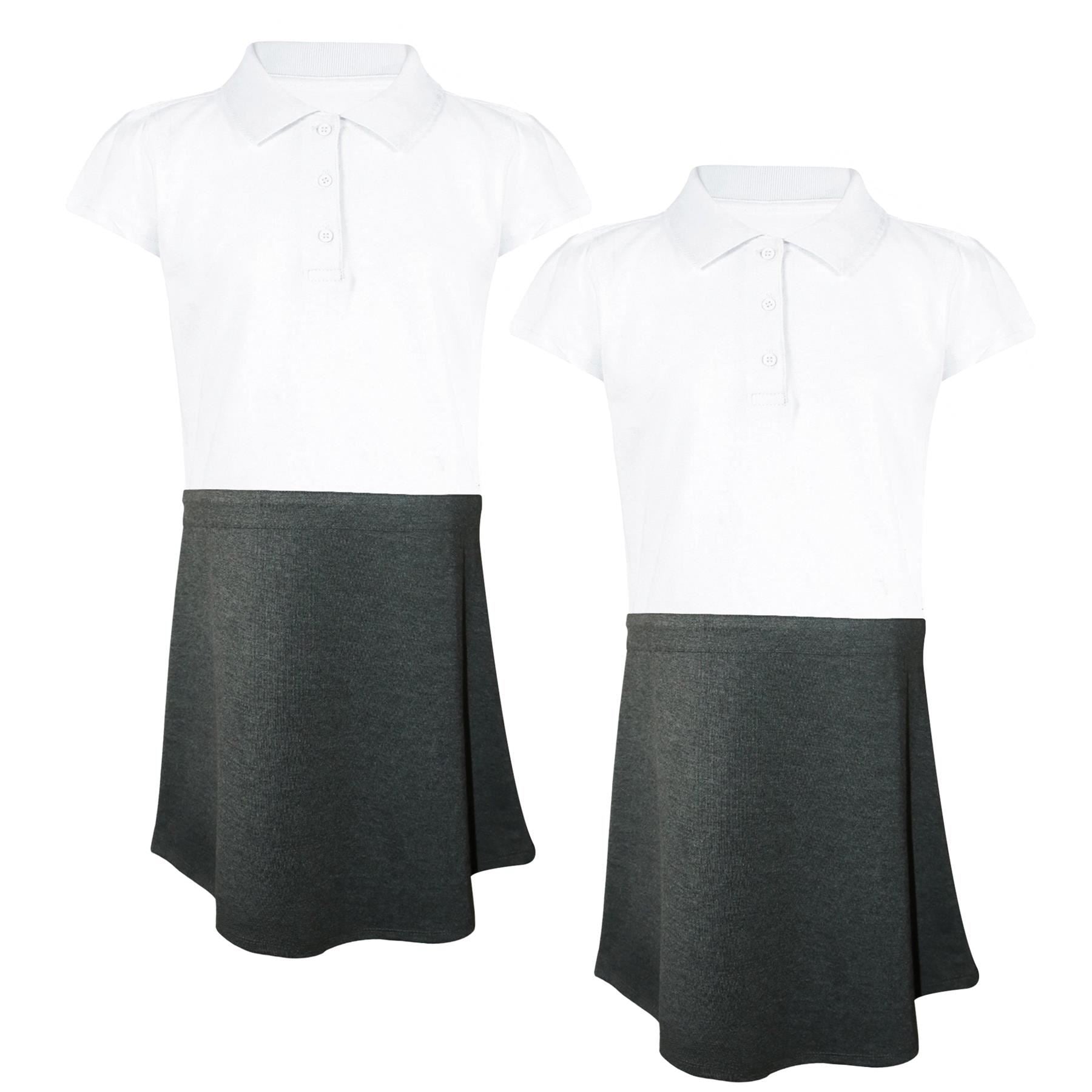 Kids Girls 2 Pack School Uniform Dress Pleated Comfortable Summer Skirts Dress