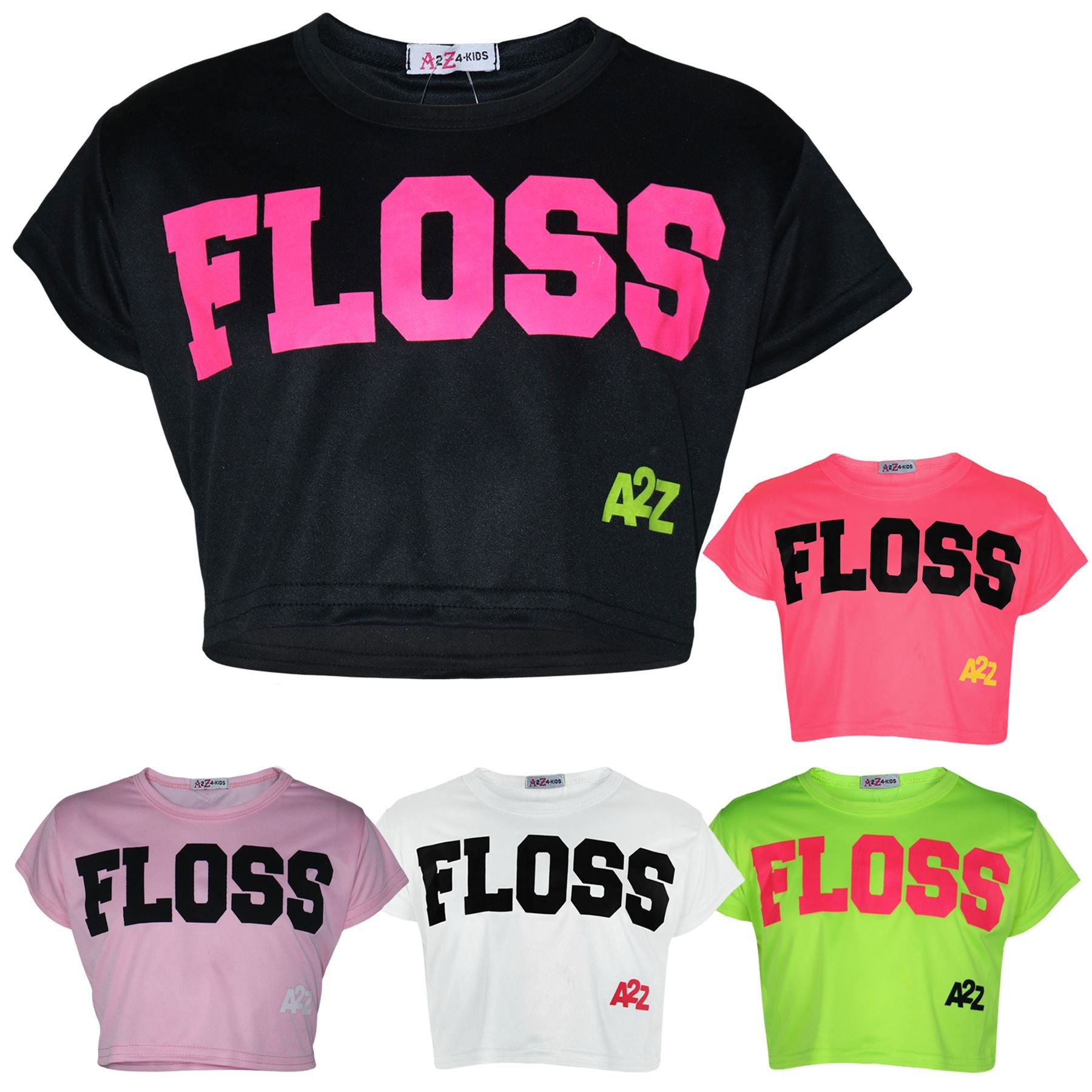 Kids Girls Crop Top Designer Floss Print Stylish Fashion T Shirt Tops 5-13 Years