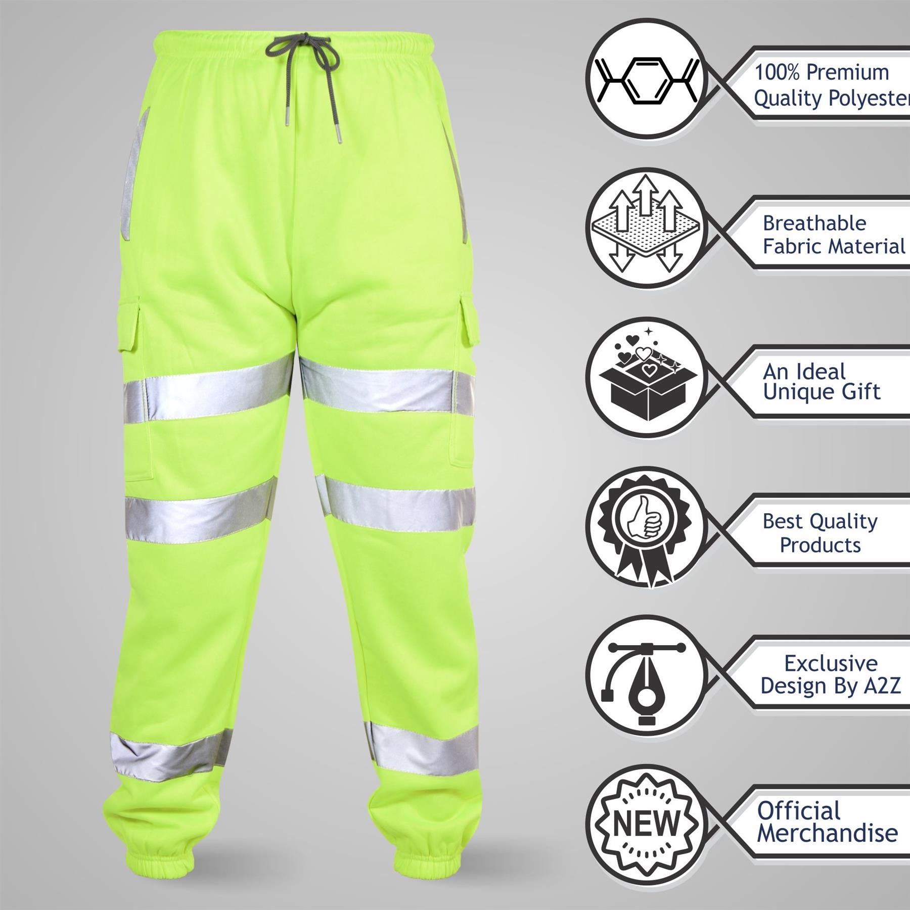 A2Z Hi Vis Reflective Pants High Viz Cargo Trousers