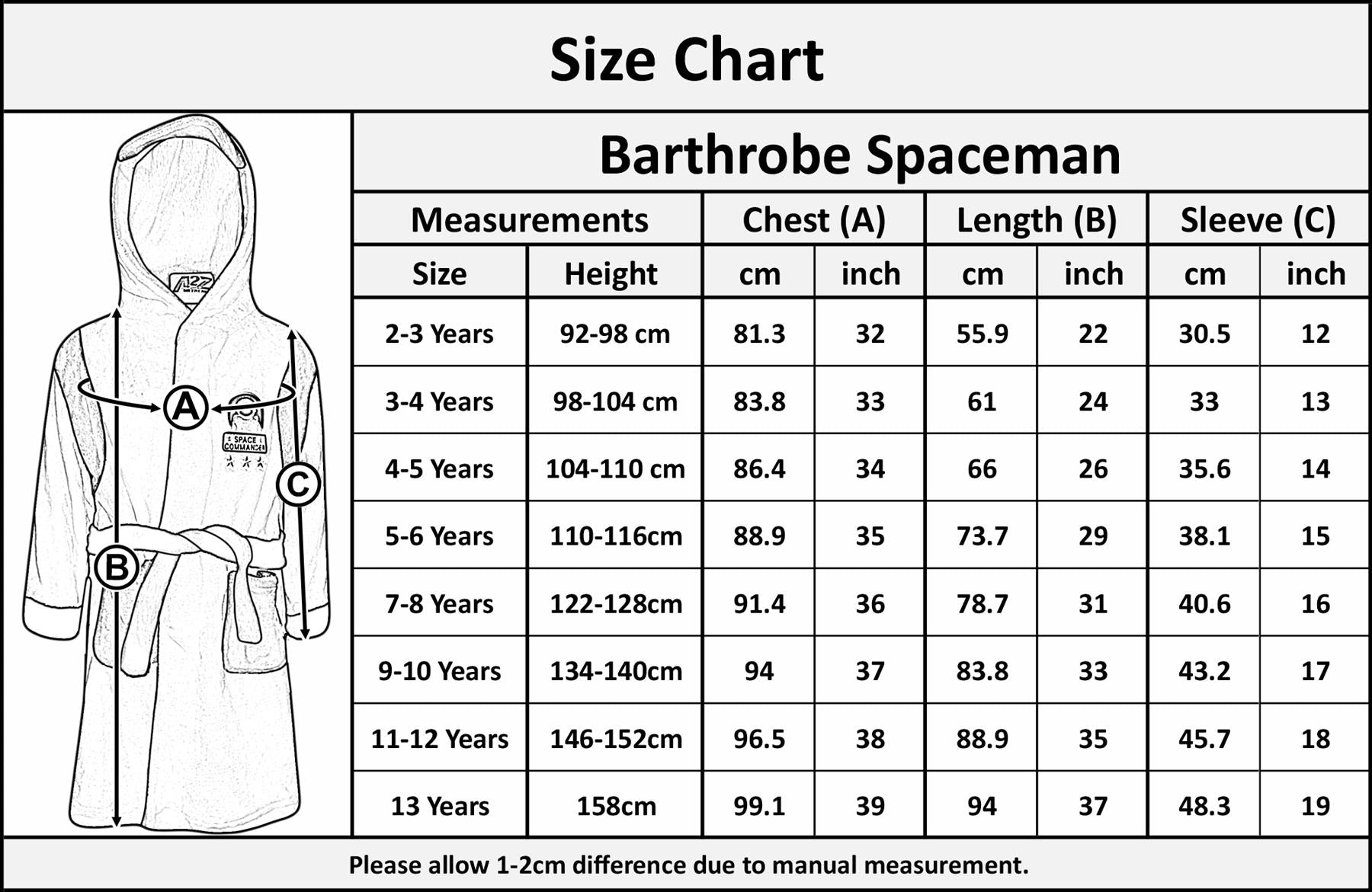Kids Boys Girls Bathrobe Space Commander Dressing Gown Night Lounge Wear 2-13 Yr