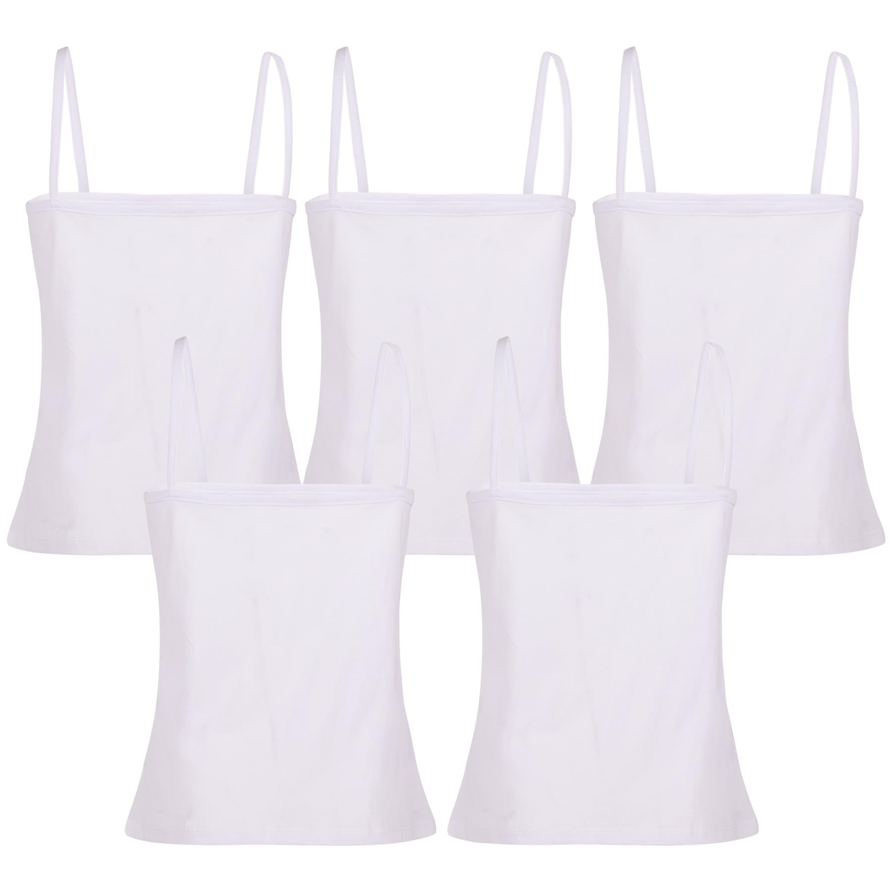 Kids 5 Pack Plain Girls Cami Vest Sleeveless Soft Cotton Summer Vests Tank Top