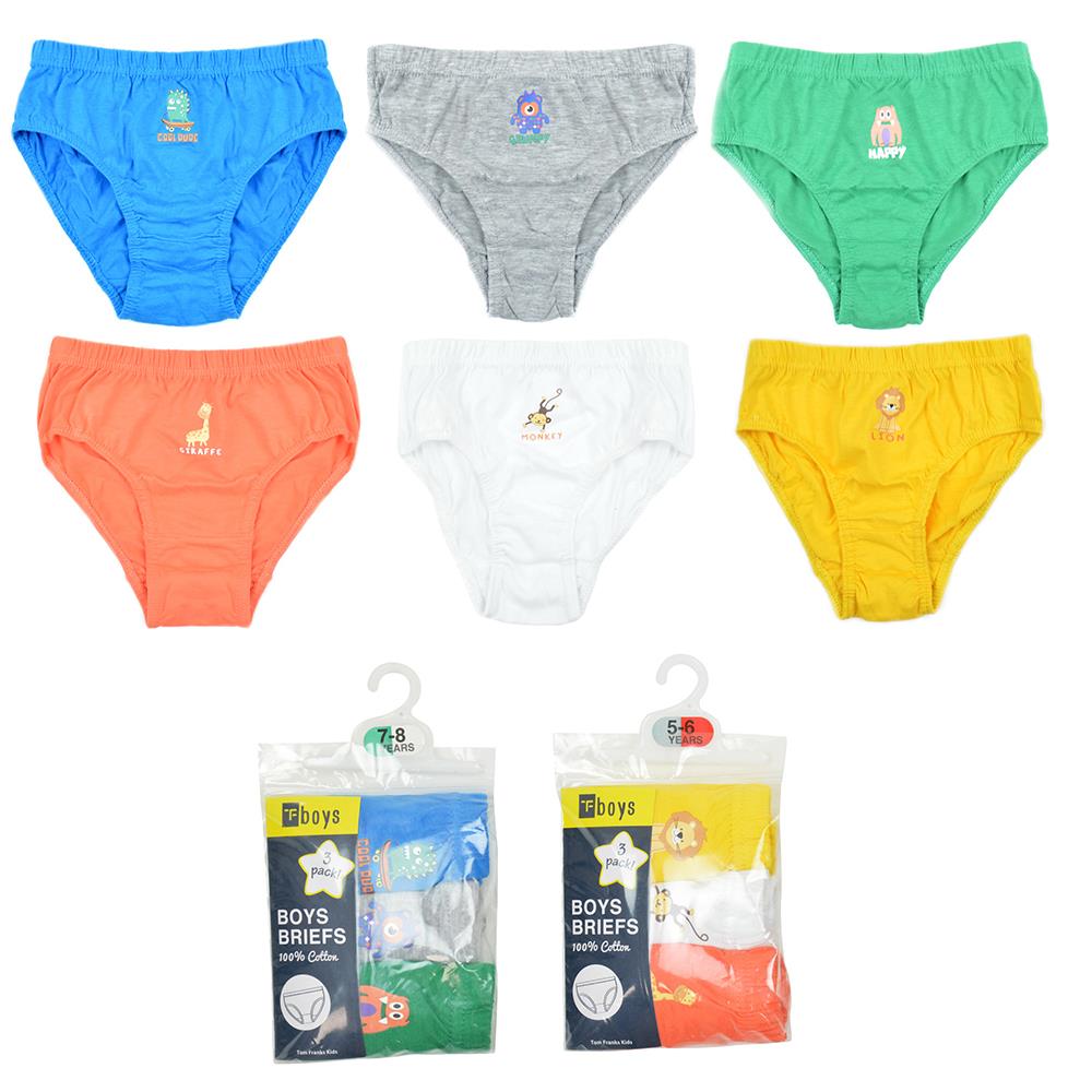 A2Z 4 Kids Boys Underwear Pack Of 3 Monster Animal Knickers Cotton Mix Briefs