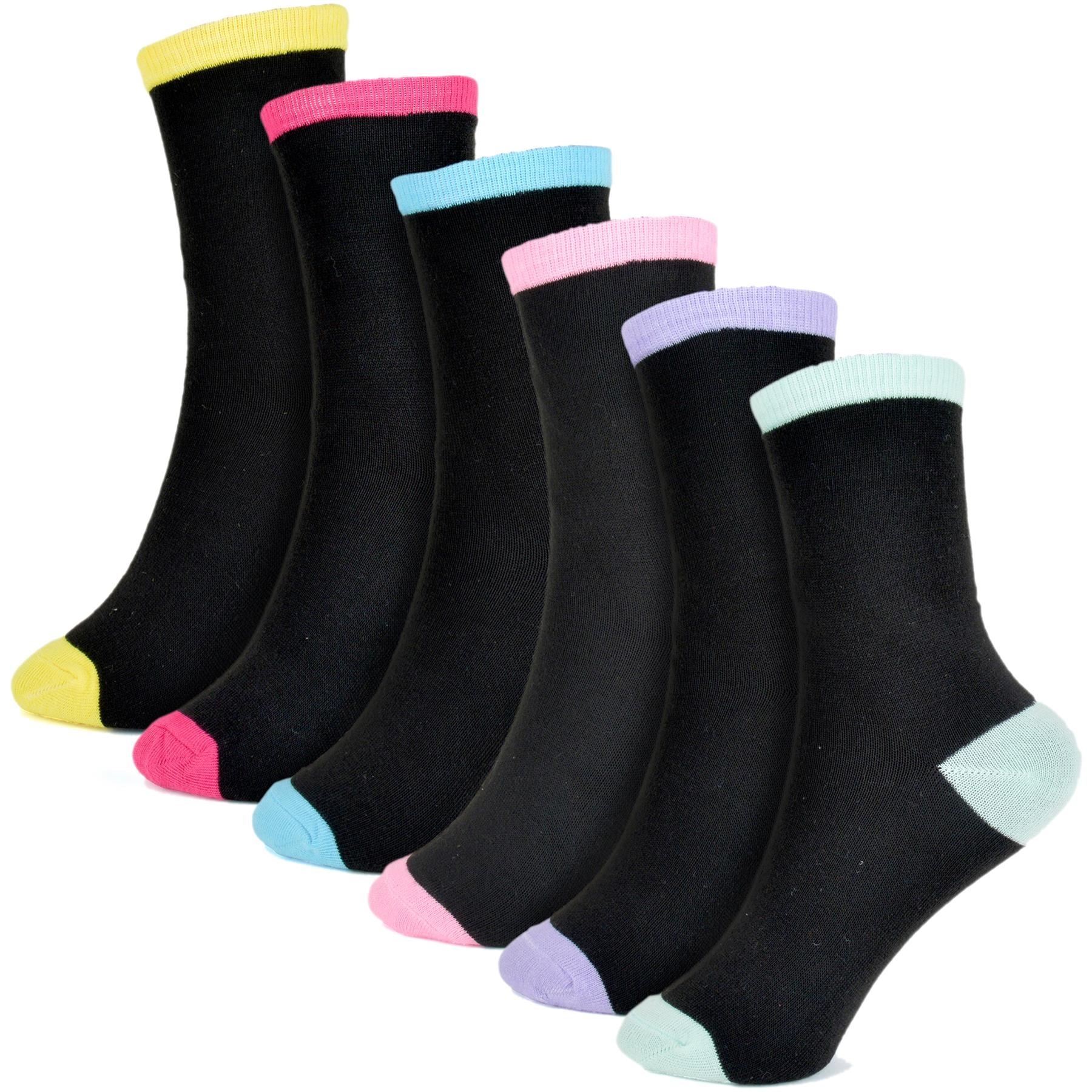 Kids Girls Stylish Comfortable Contrast Heel & Toe 3 Pack Socks Premium Quality