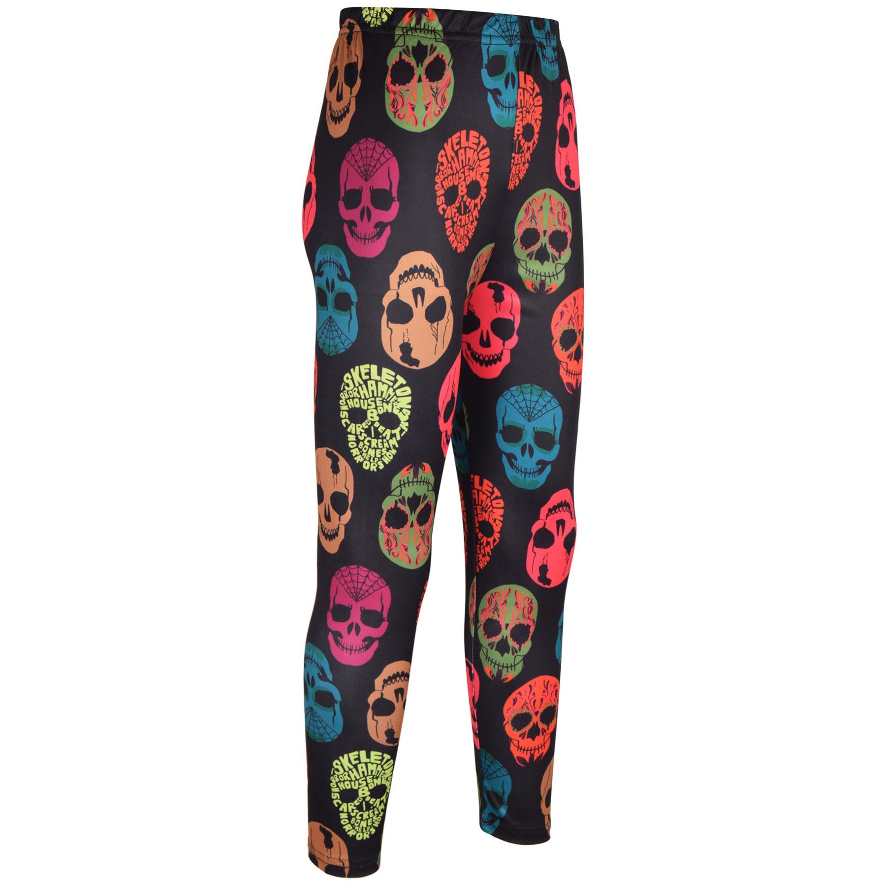 Girls Spider Web Skull Print Halloween Legging