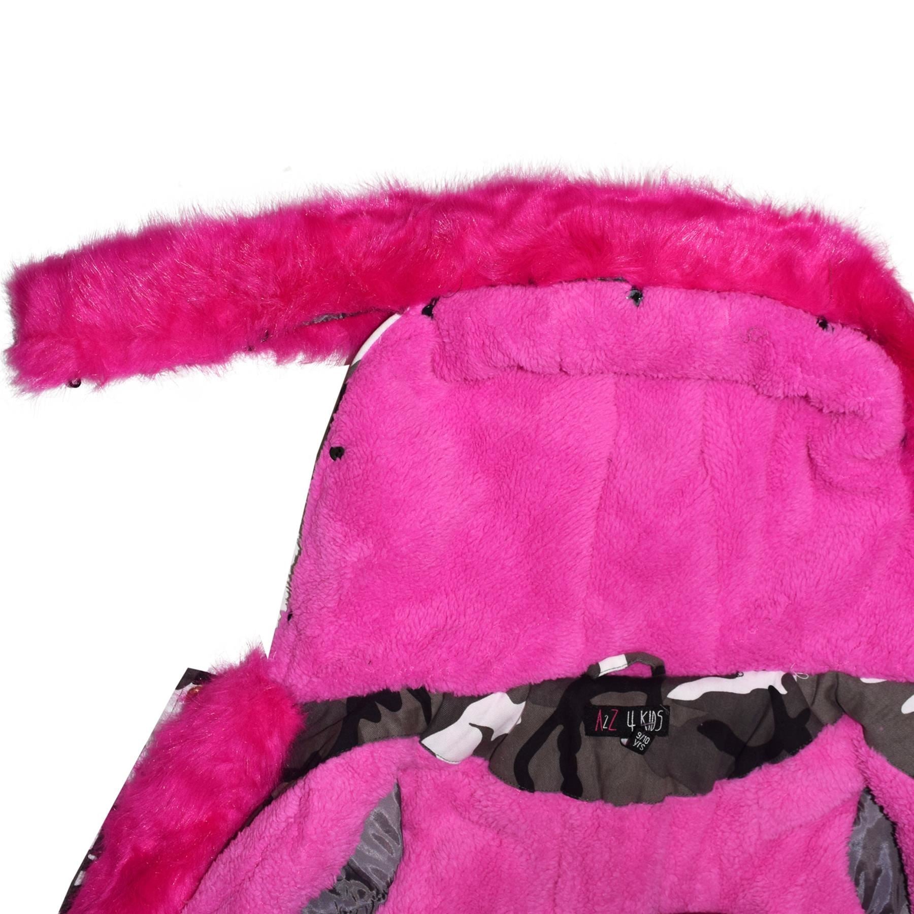 Kids Girls Hooded Jacket Rainbow Faux Fur Parka School Jackets Outerwear