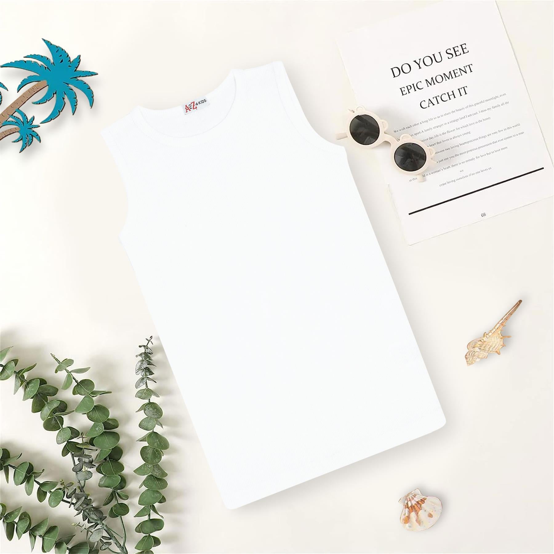 Kids Girls Boys Childrens Vest Top Tank Top Fitted 100% Rich Cotton 2-13 Years