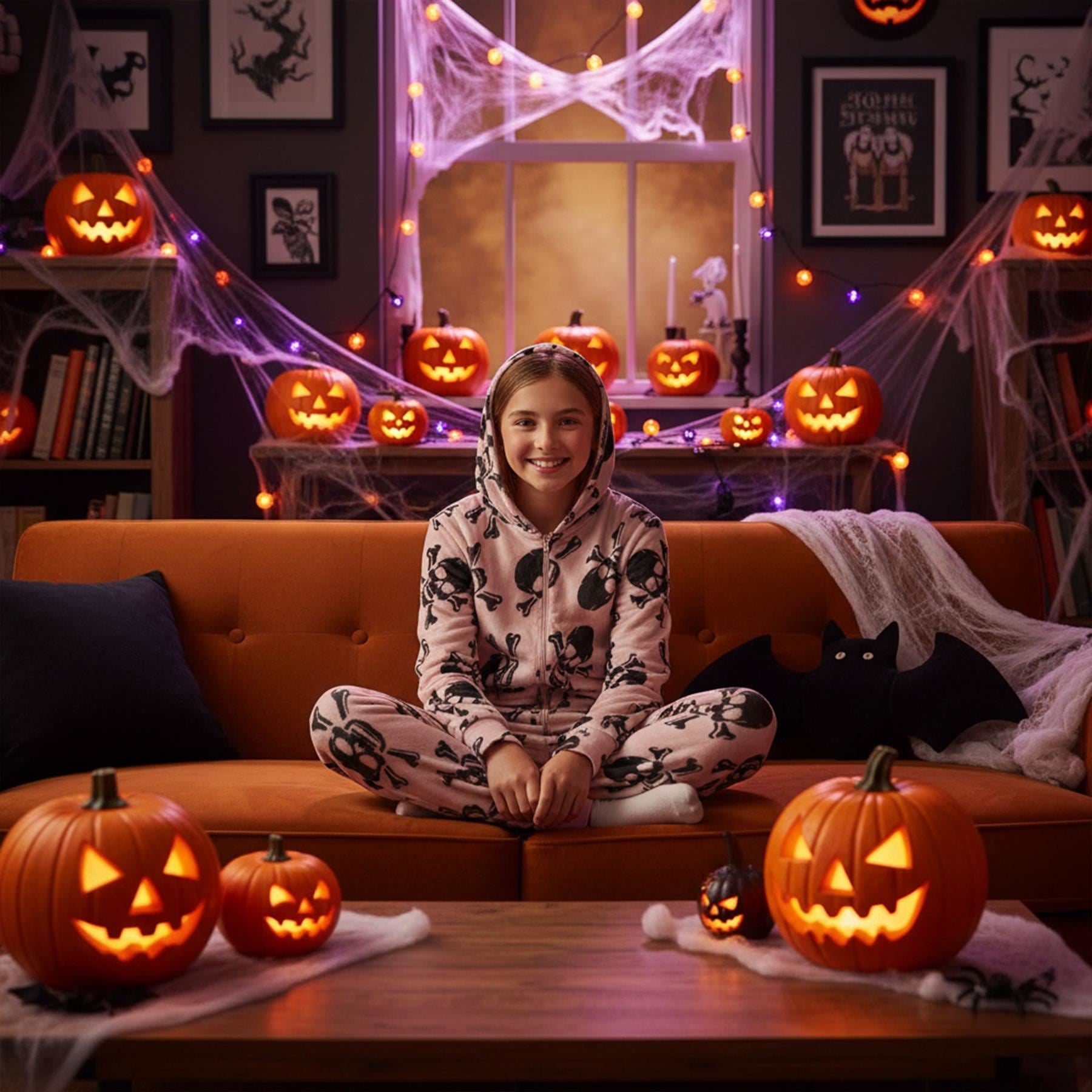 Kids Girls Boys One Piece Halloween Print Onesie