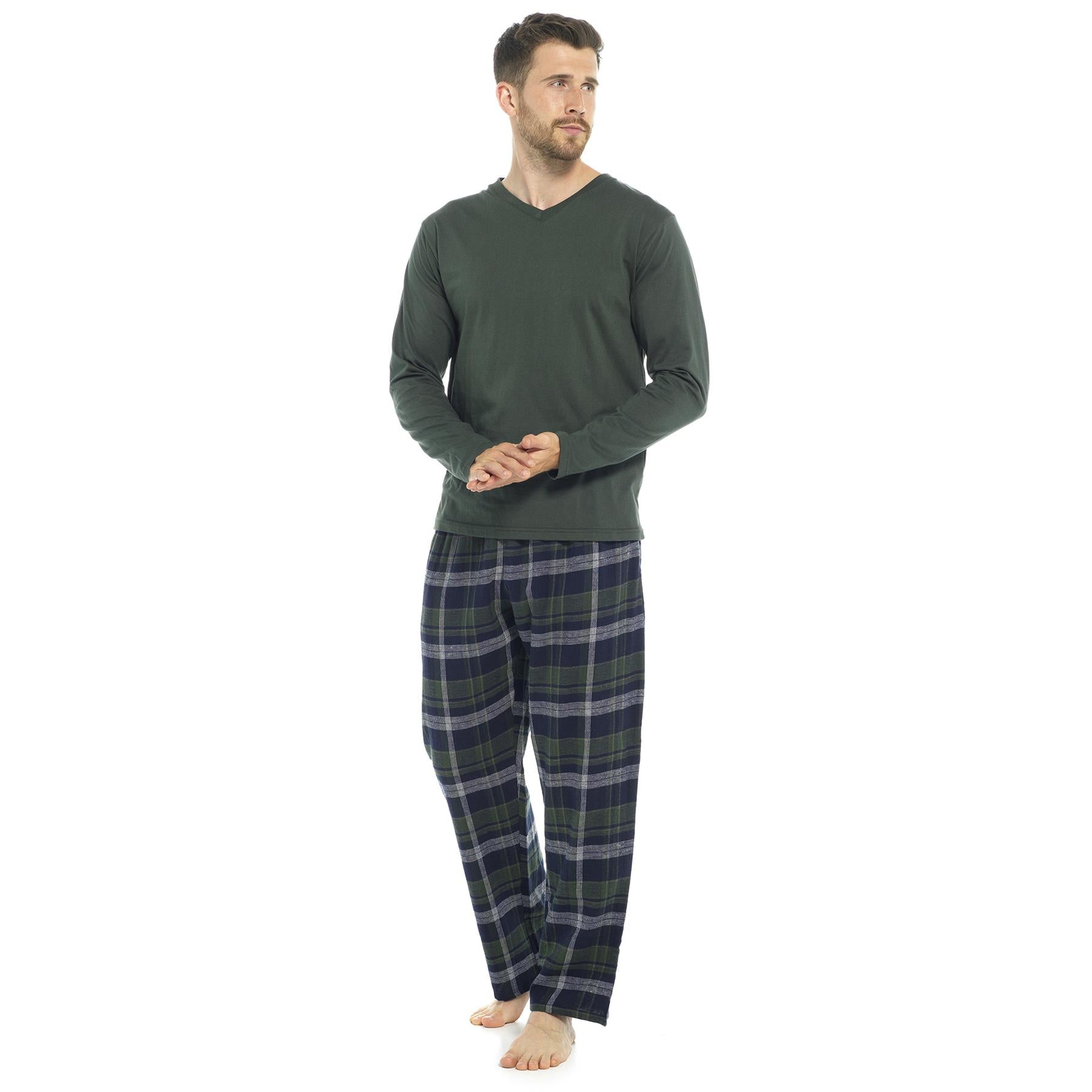 A2Z Mens Pyjama Jersey Top Woven Yarn Dyed Check Bottoms Loungewear Pyjama Set