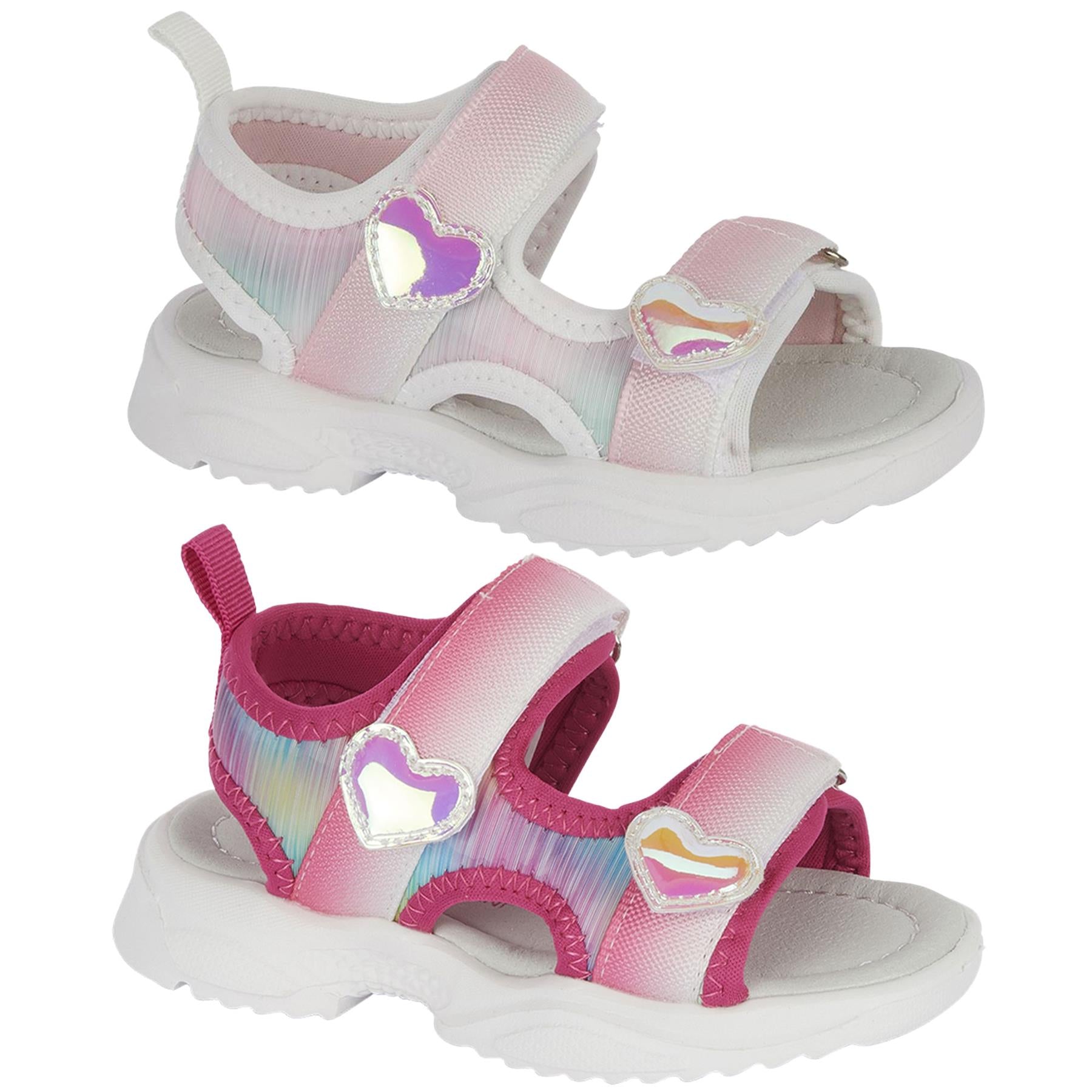 Kids Girls Beach Summer Mule Sandals Open Toe With Touch Close Fastening Strap