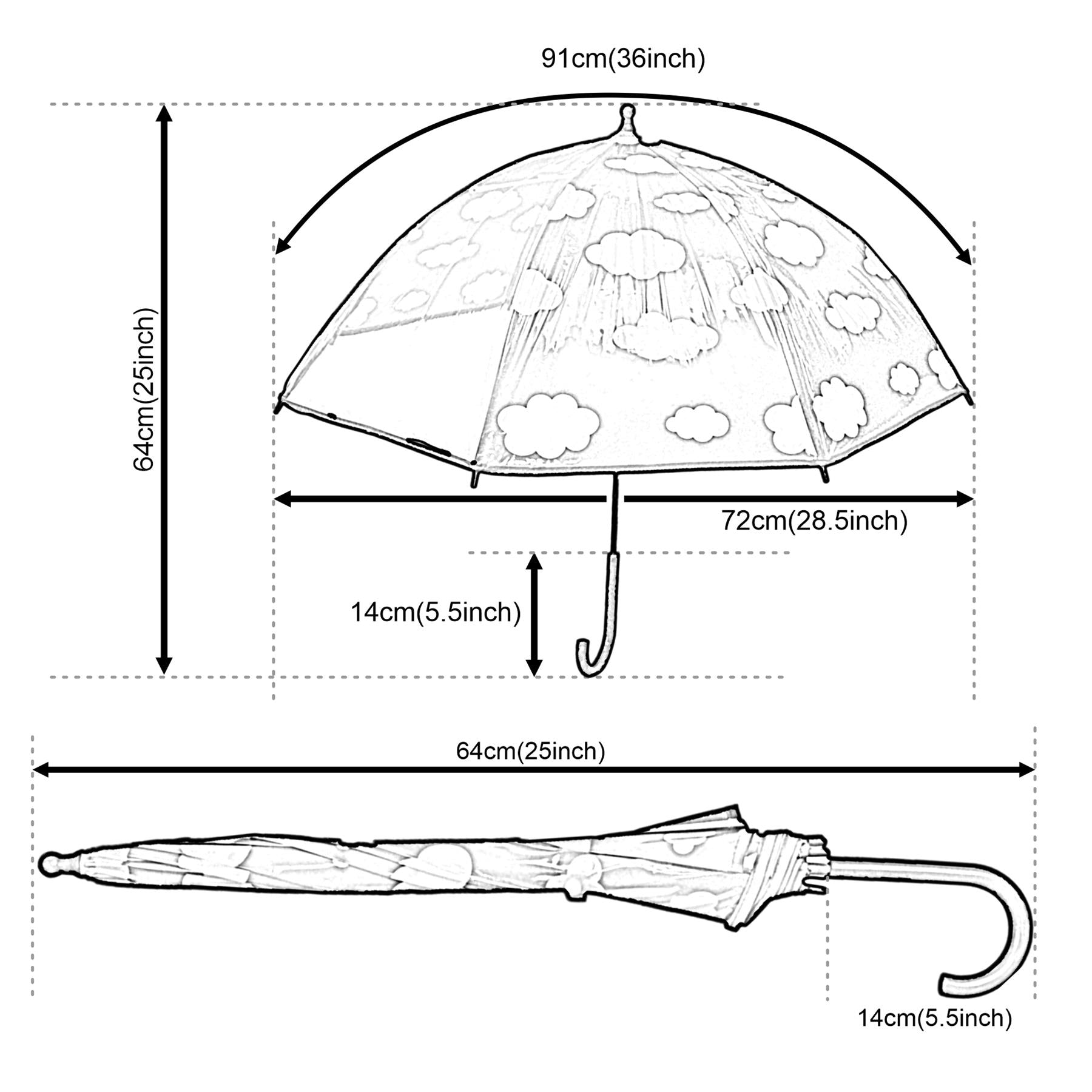 A2Z Kids POE Clear Dome Umbrella Wind and Rain Resistant Outdoor Travel Brolly