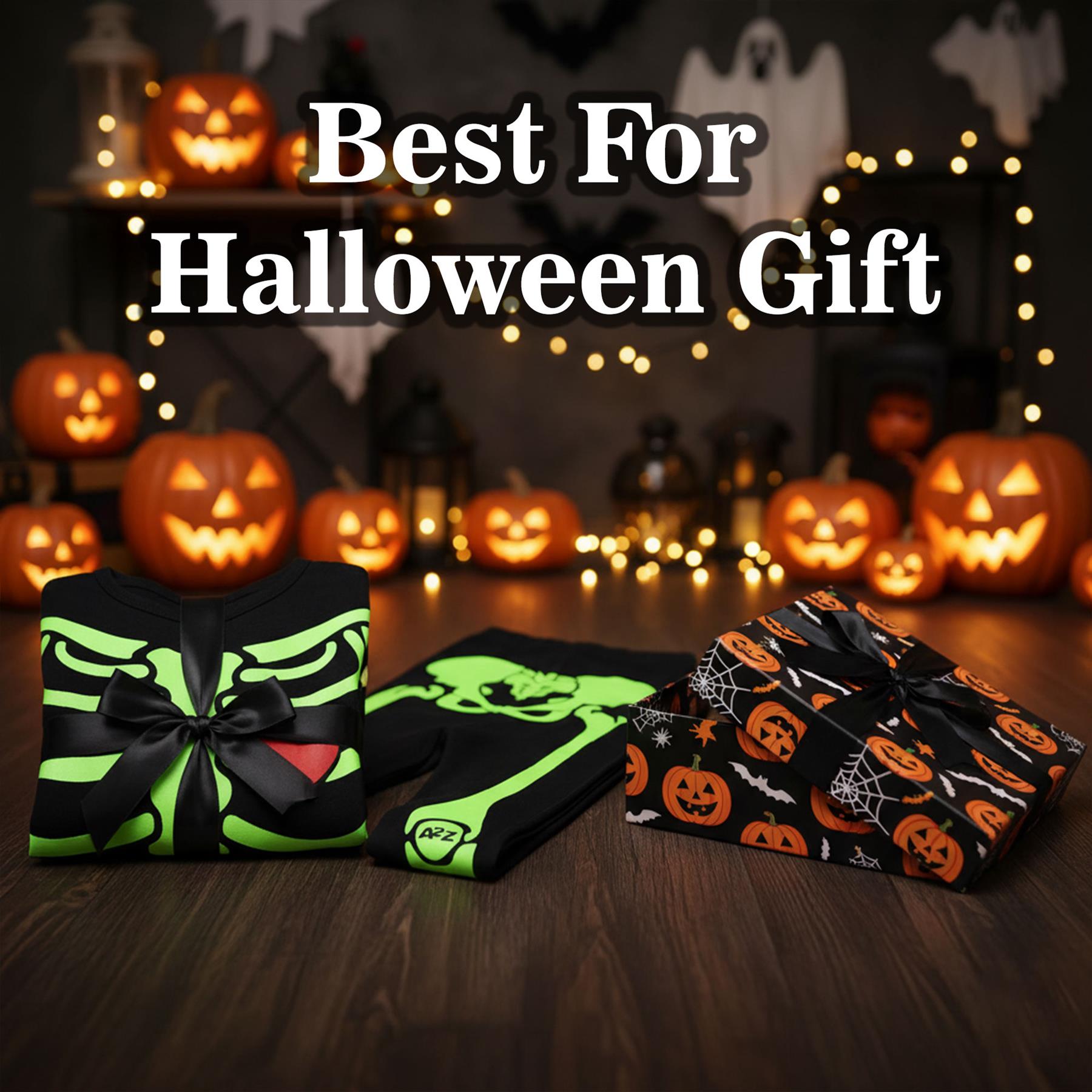 Kids Girls Skeleton Print Halloween Costume Set