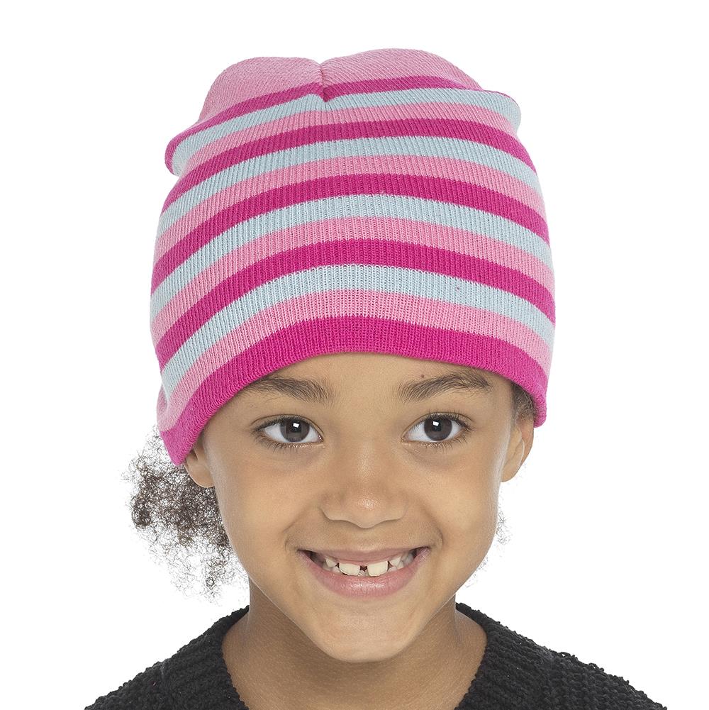 A2Z 4 Kids 2 Pack Girls Hat Striped Beanie Soft Fleece Winter Warm Cozy Hat 6-13