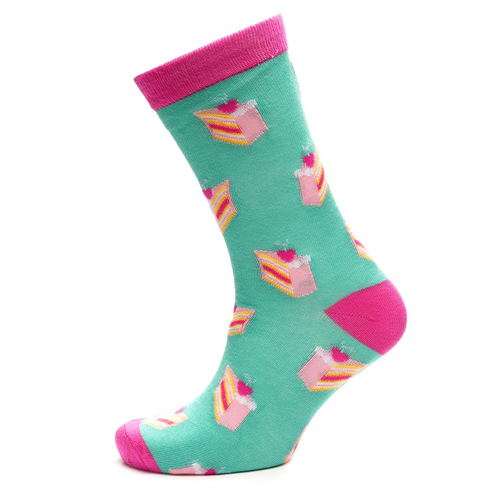 Ladies 3 Pack Black Heel & Toe Pattern Stripe Spot Novelty Drinks Cakes Design