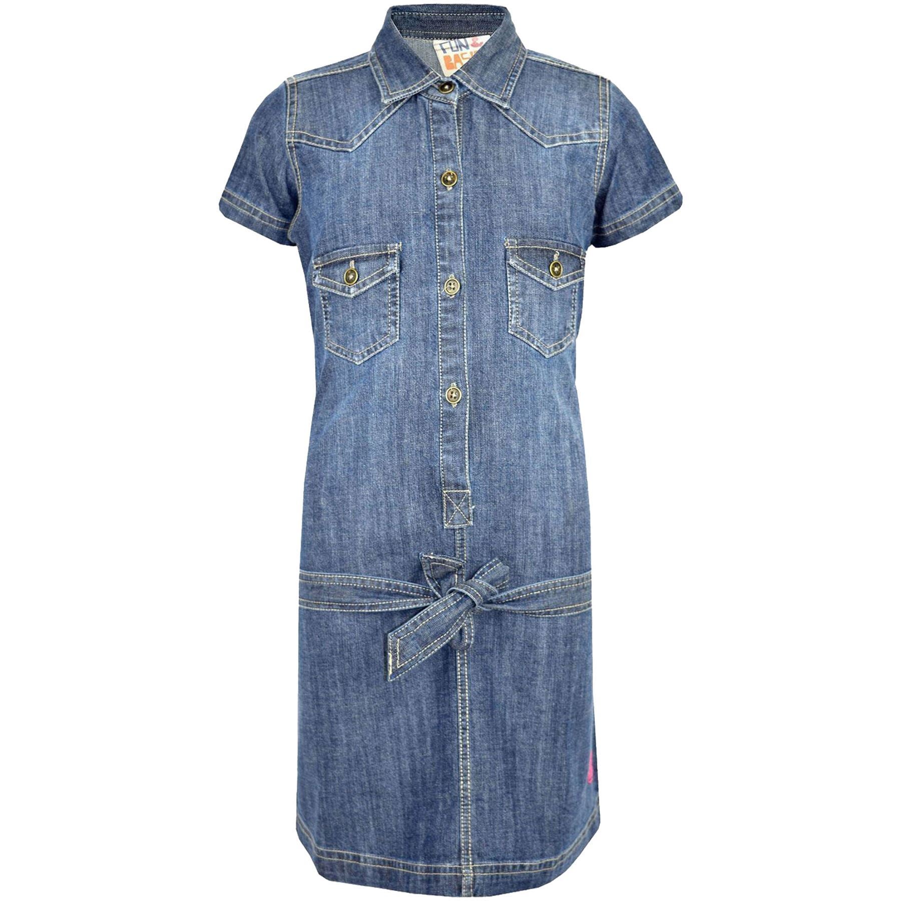 Kids Girls Dress Denim Style Stylish Short Sleeves Fashion Dresses Age 3-6 Years