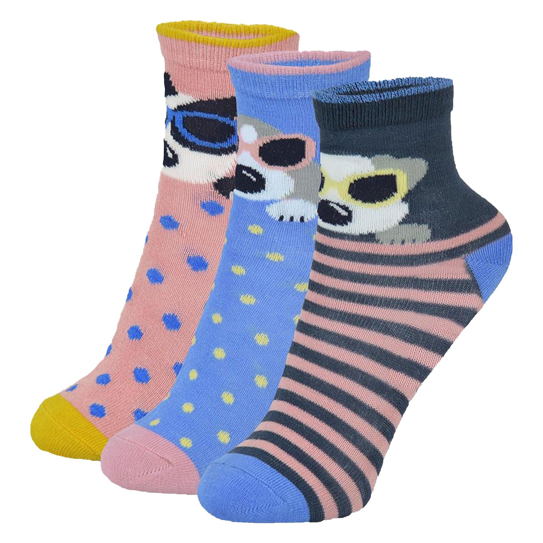 Kids Girls Bamboo Dog and Unicorn Animal Socks Pack of 3 Kids Footwear 2-10 Yr