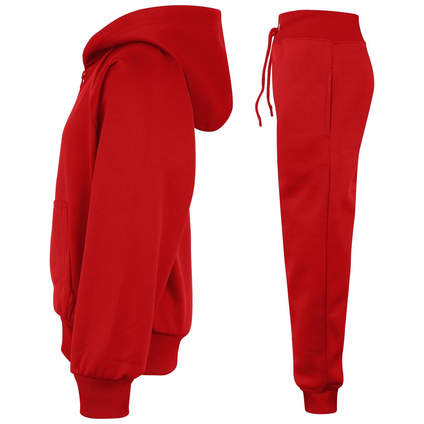 Kids Girls Boys Plain Tracksuit Cuffed Hoodie Casual Sweatpants Age 5-13