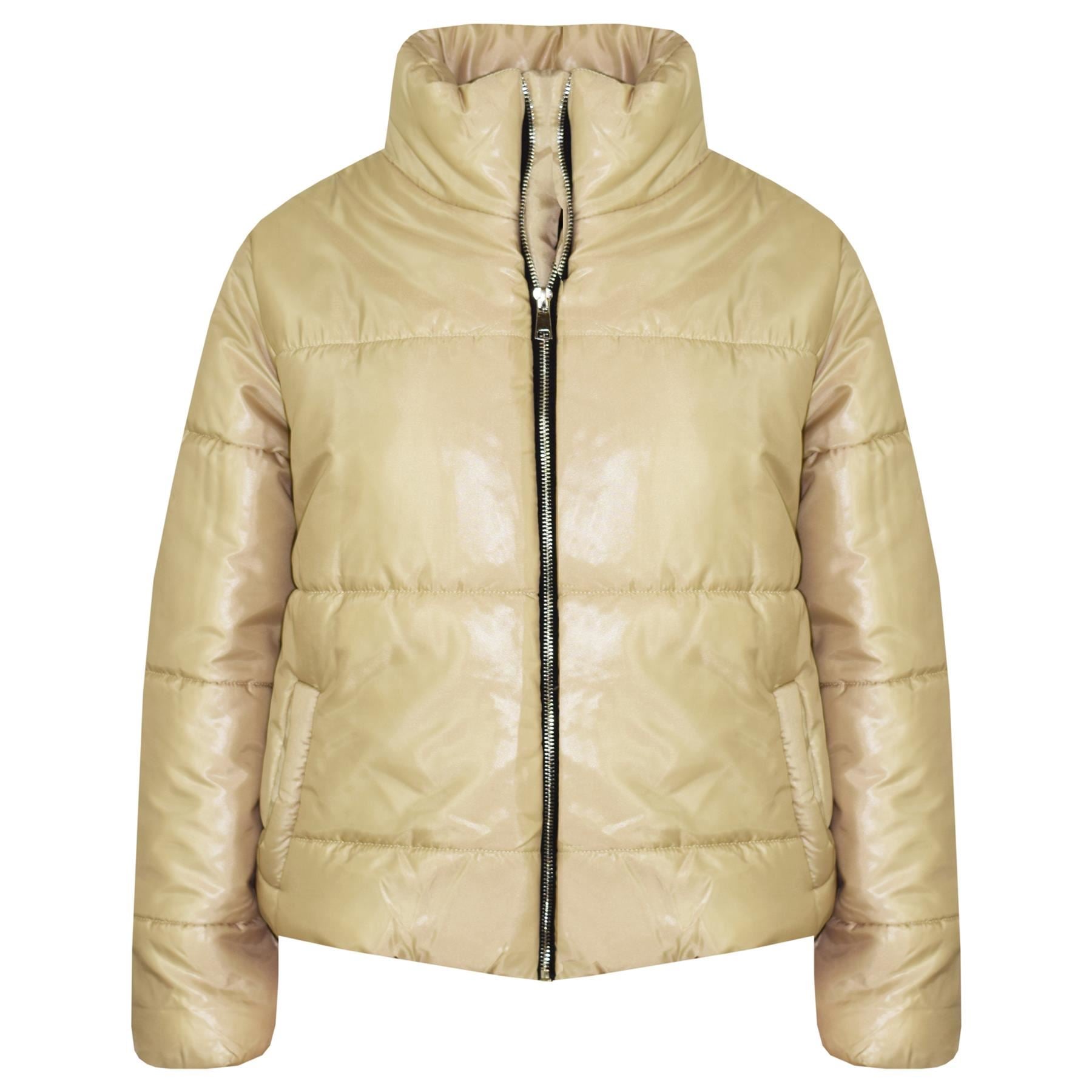 Girls Stone Wetlook Padded Quilted Puffer Jacket