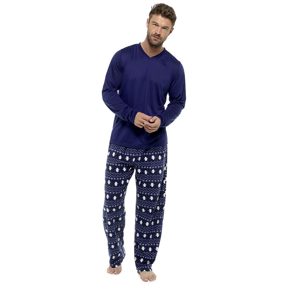 A2Z Mens Pyjama Jersey Top Fleece Bottoms Pyjama Sets 2 Piece Nightwear Top Set