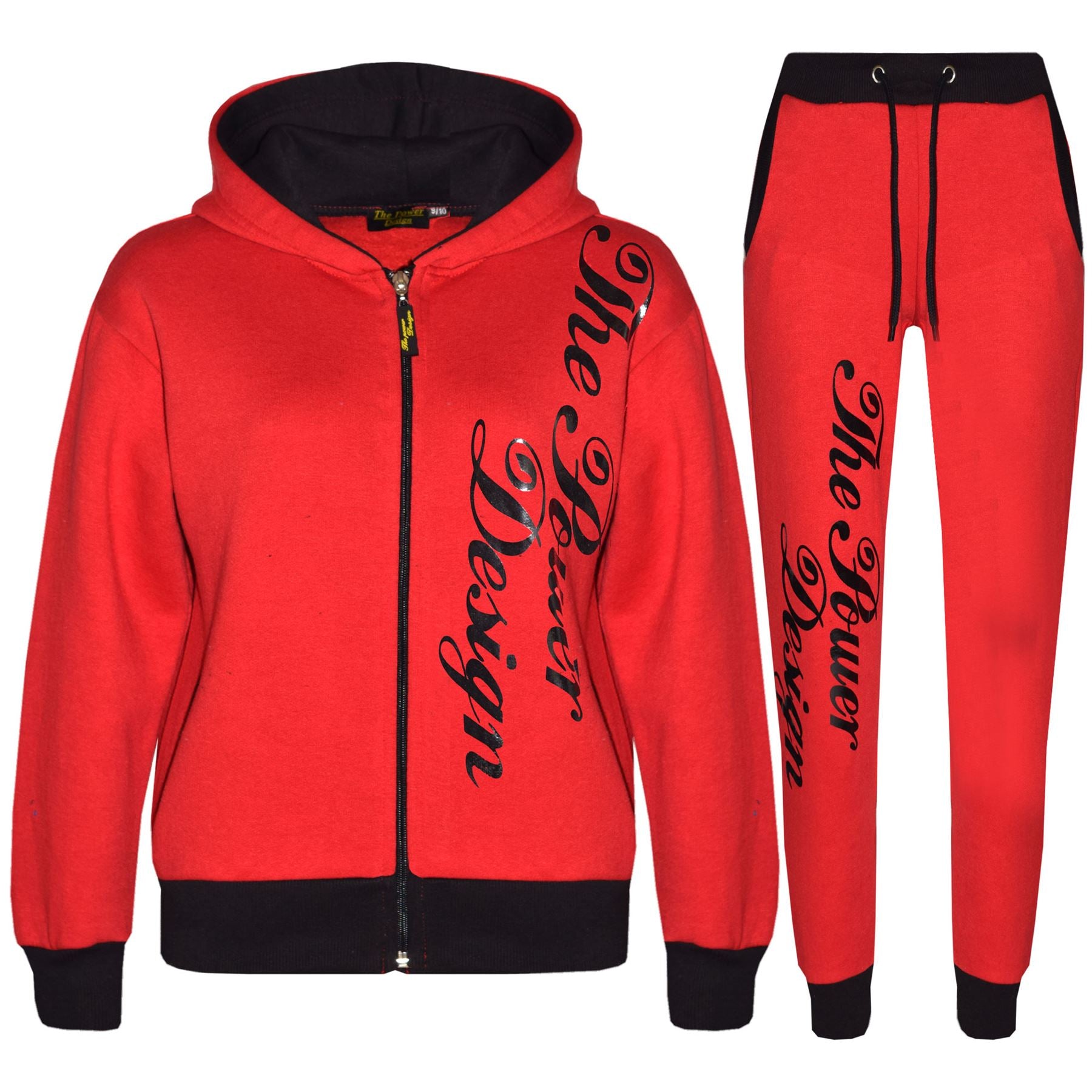 Kids Girls The Power Design Jogger Red Tracksuit