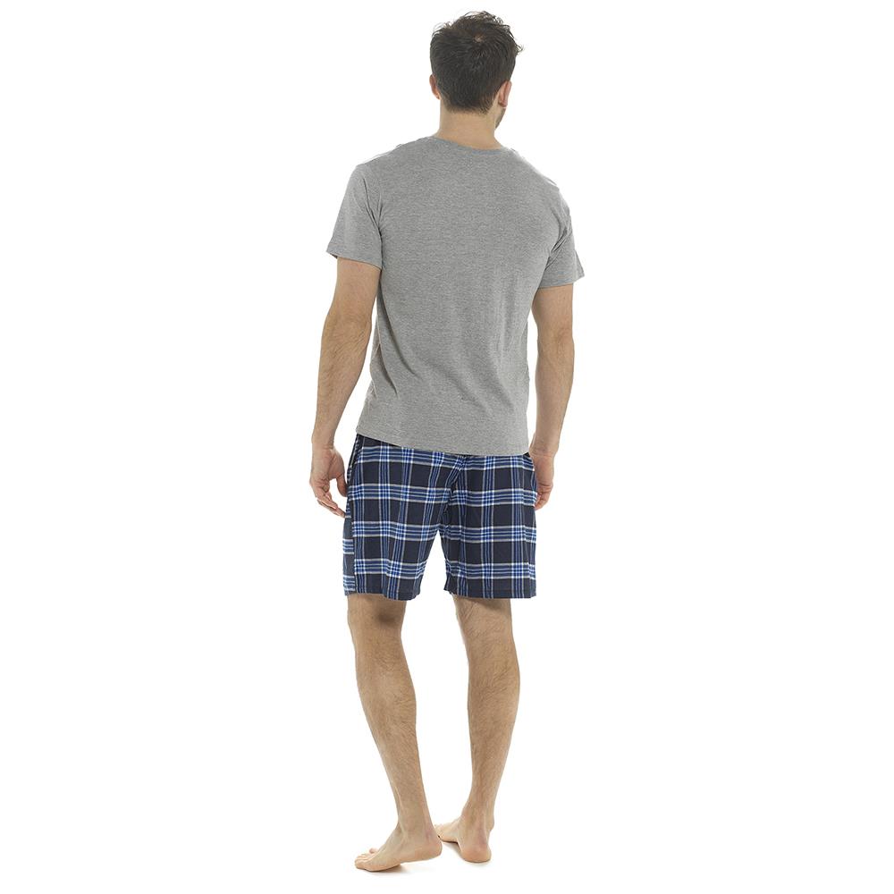 A2Z Mens Soft Plain Jersey Short Sleeve T-Shirt Woven Check Short PJS Pyjama Set