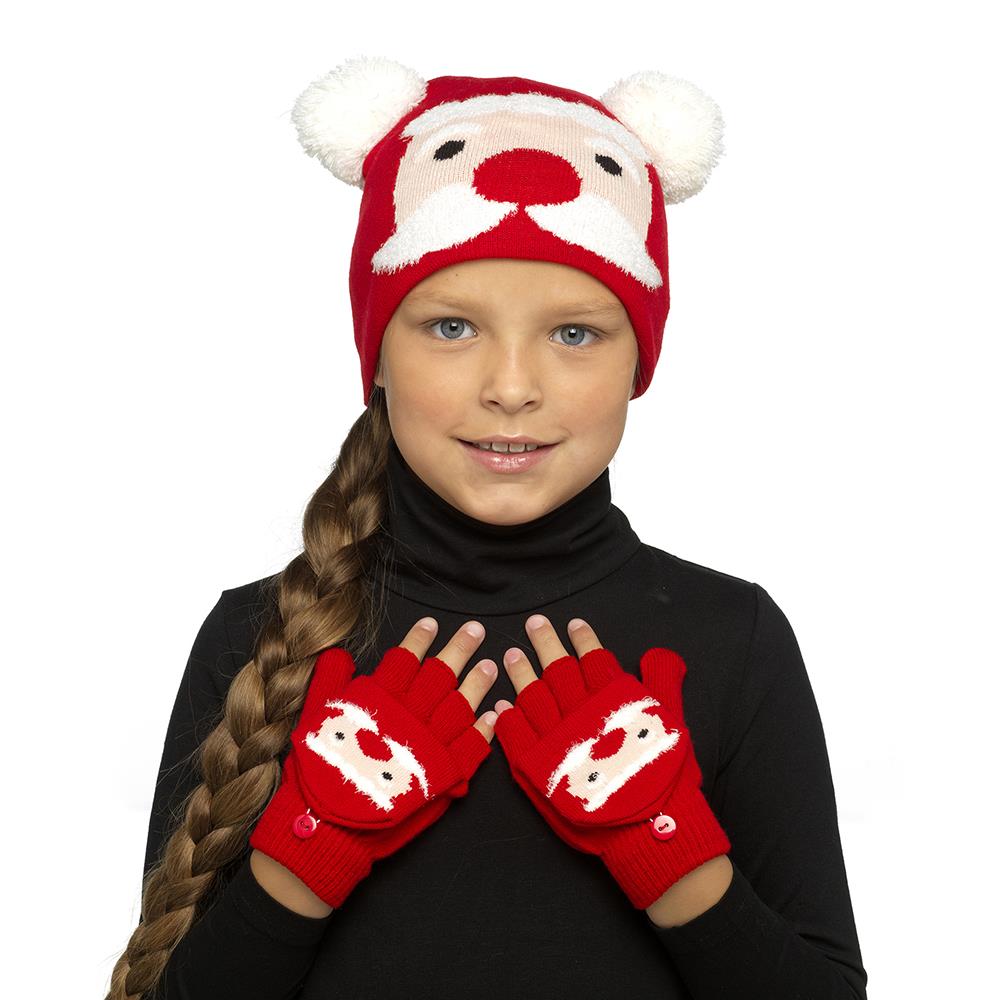 A2Z 4 Kids Girls Boys Hat Xmas Rudolph Santa Mitten Hats Winter Warm Gloves Sets