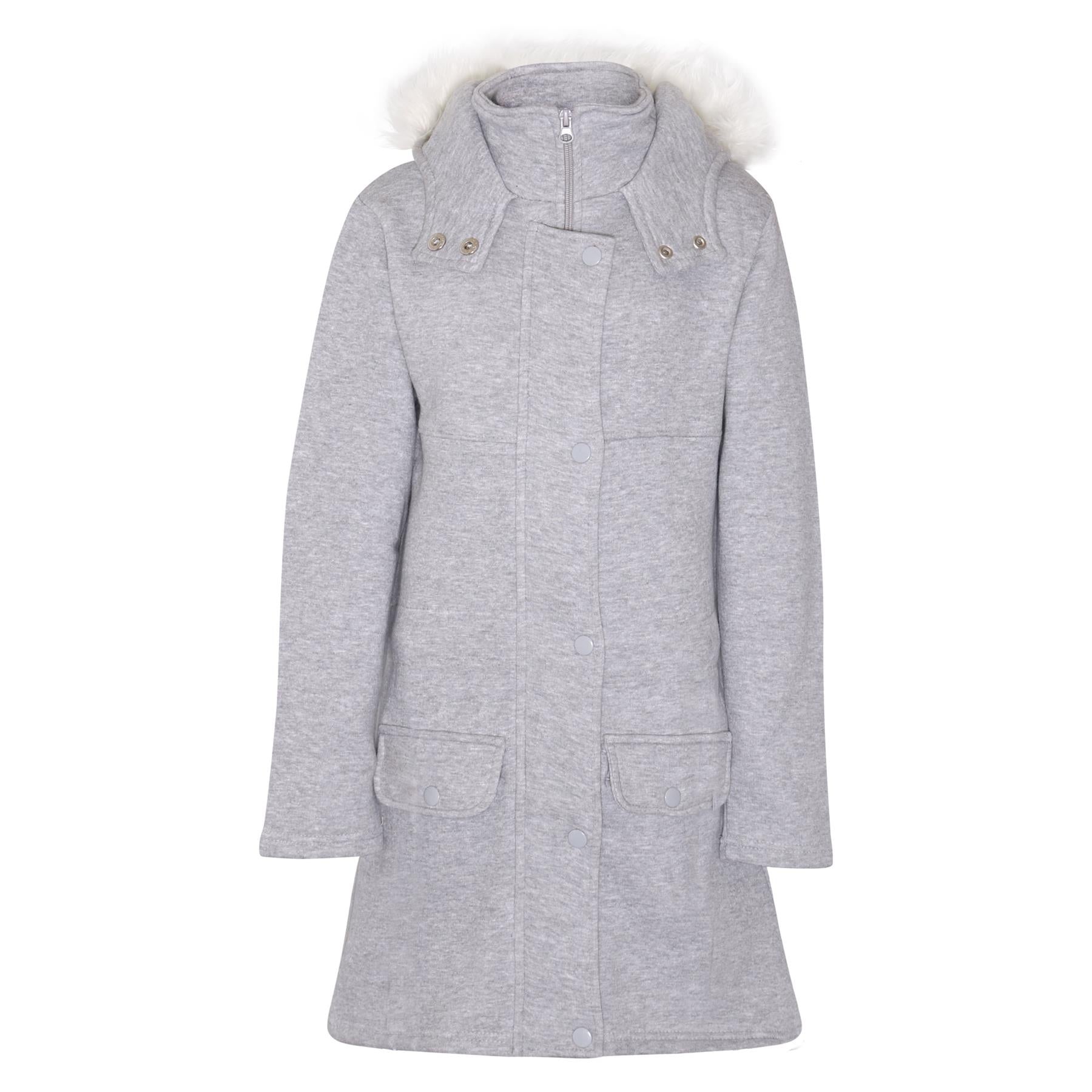 Girls Kids Hooded Faux Fur Long Parka Coat