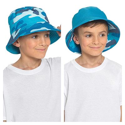 Kids Reversible Bucket Hat Summer Foldable Polyester Sun Protection Hiking Hat