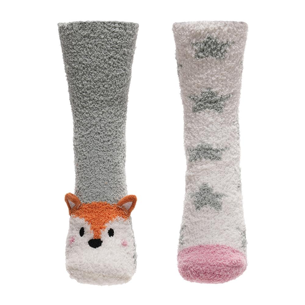 A2Z Ladies Cosy Animal Bed Socks, Super Soft Non-Slip Fox And Panda Design