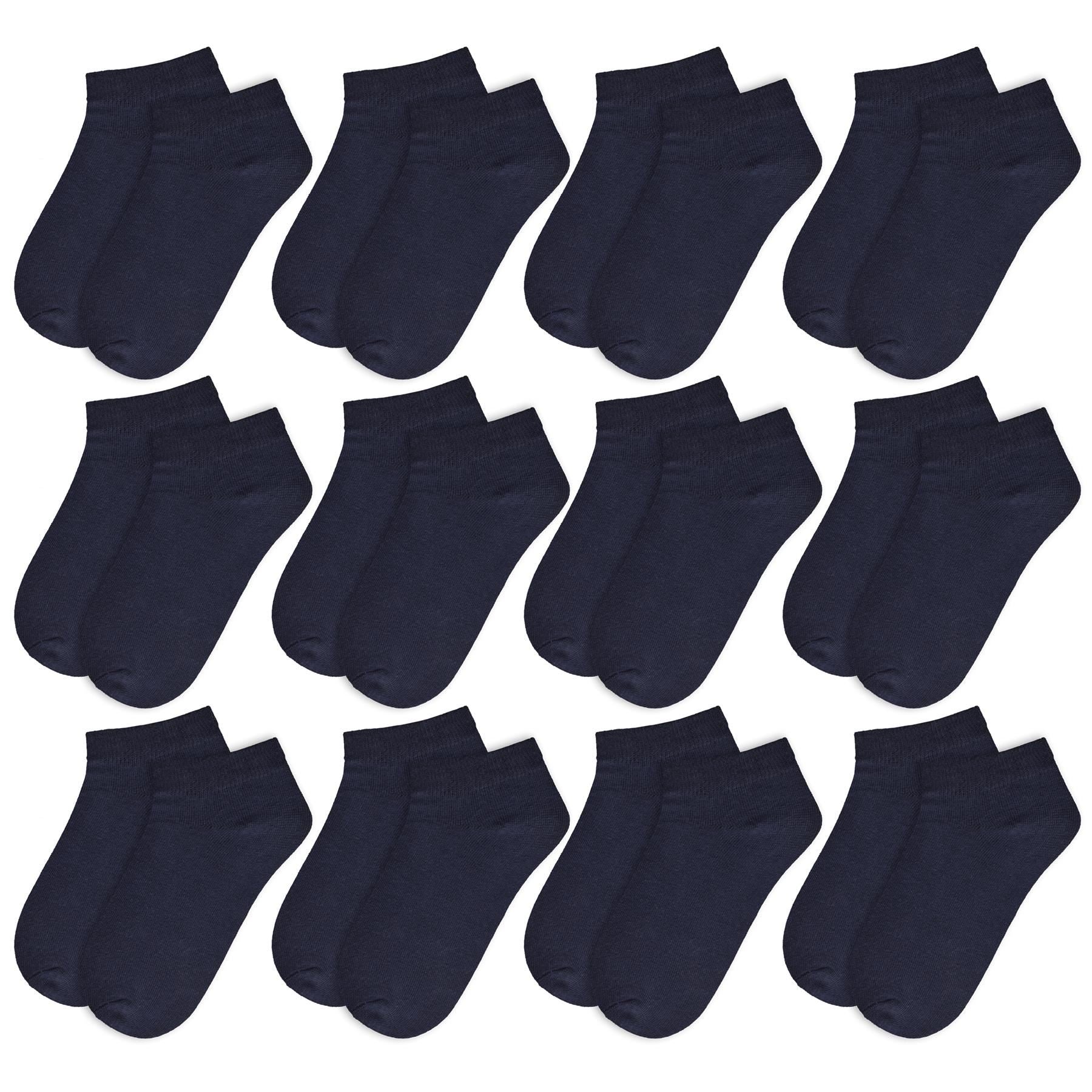 A2Z 4 Kids Girls Boys 12 Pack Plain Trainer No Show Socks Cotton School Socks