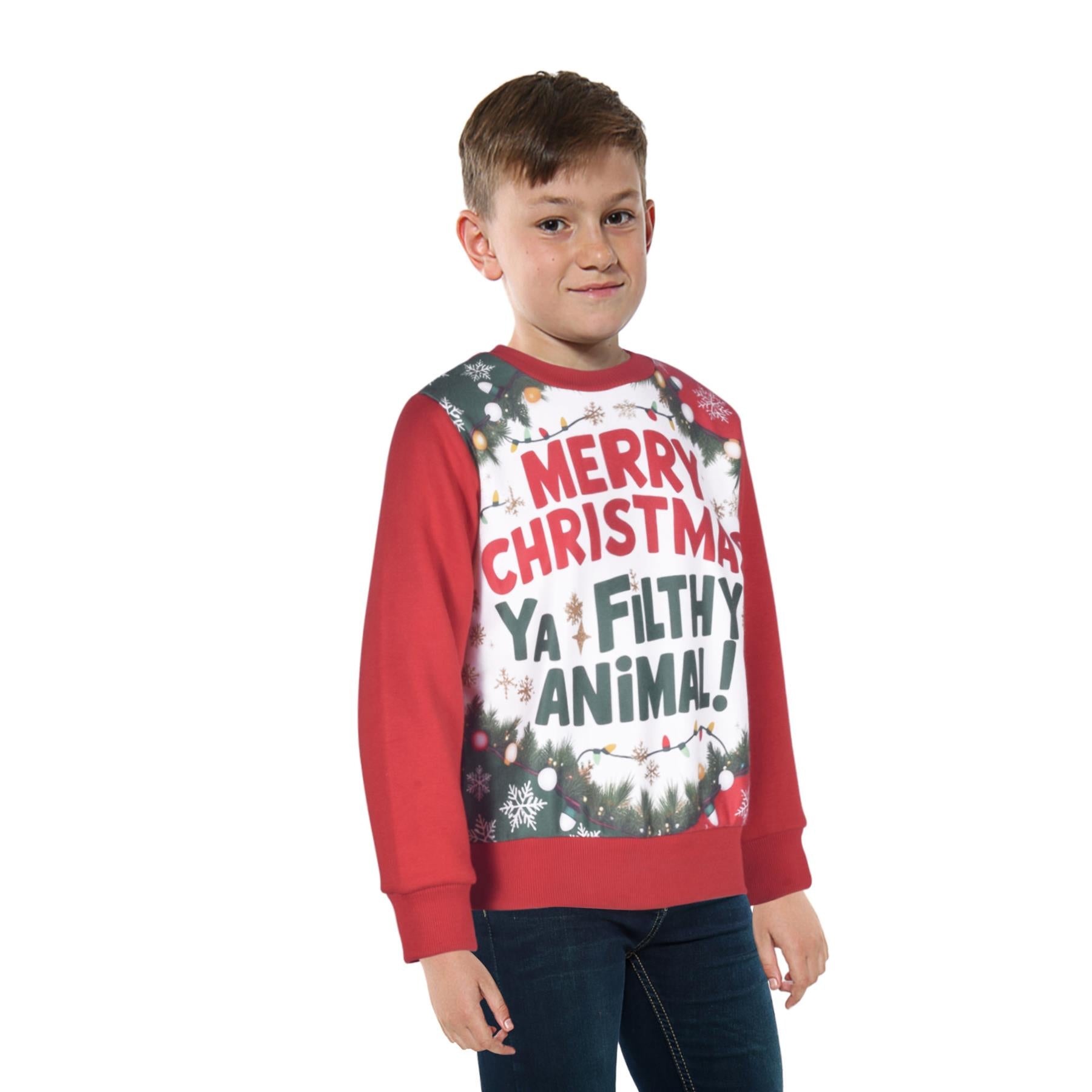 Kids Girls Boys Merry Christmas Ya Filthy Animal Jumper Hoodies Xmas Sweatshirts