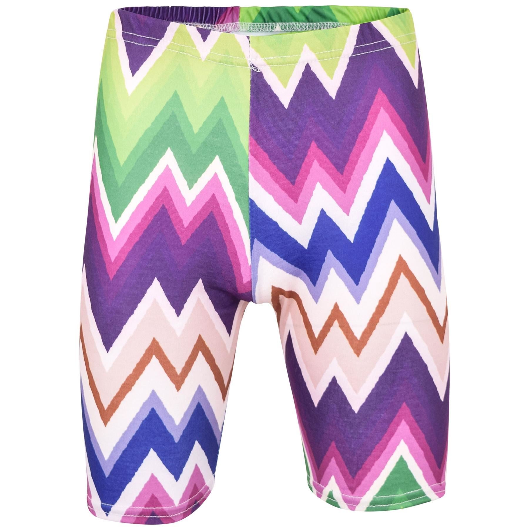 Kids Girls Shorts Chevron Printed Summer Fashion Stretchy Knee Length Half Pants