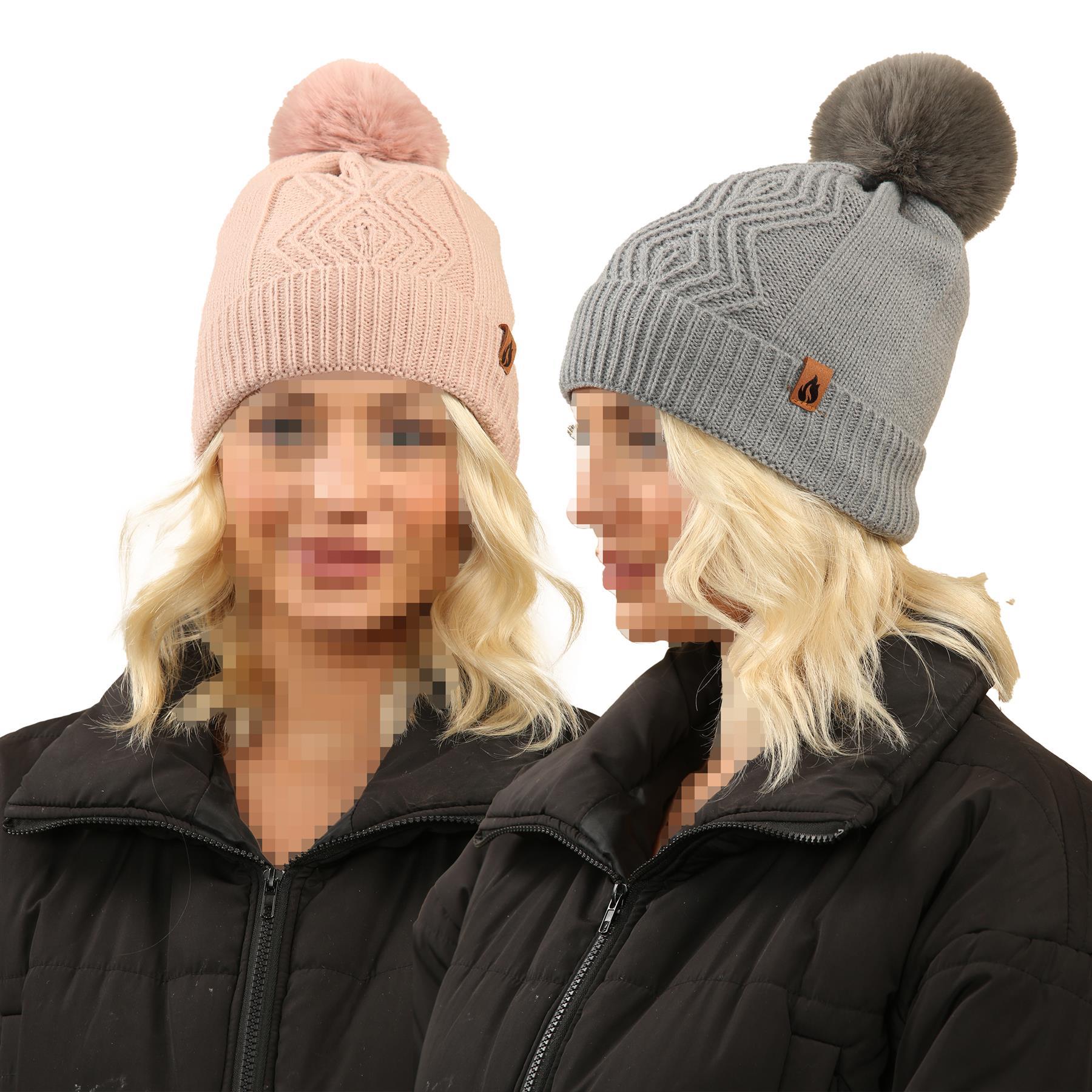 A2Z Ladies Hats Central Pleat Bobble Beanie Pom Pom Winter Warm Soft Cosy Caps