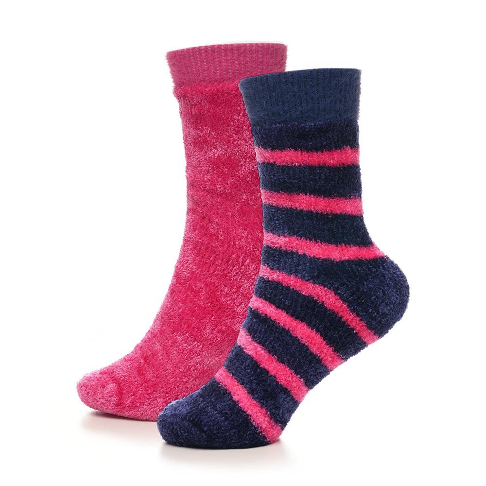A2Z Ladies Socks 2 Pack Chenille Striped Velvet Socks Winter Warm Cozy Socks