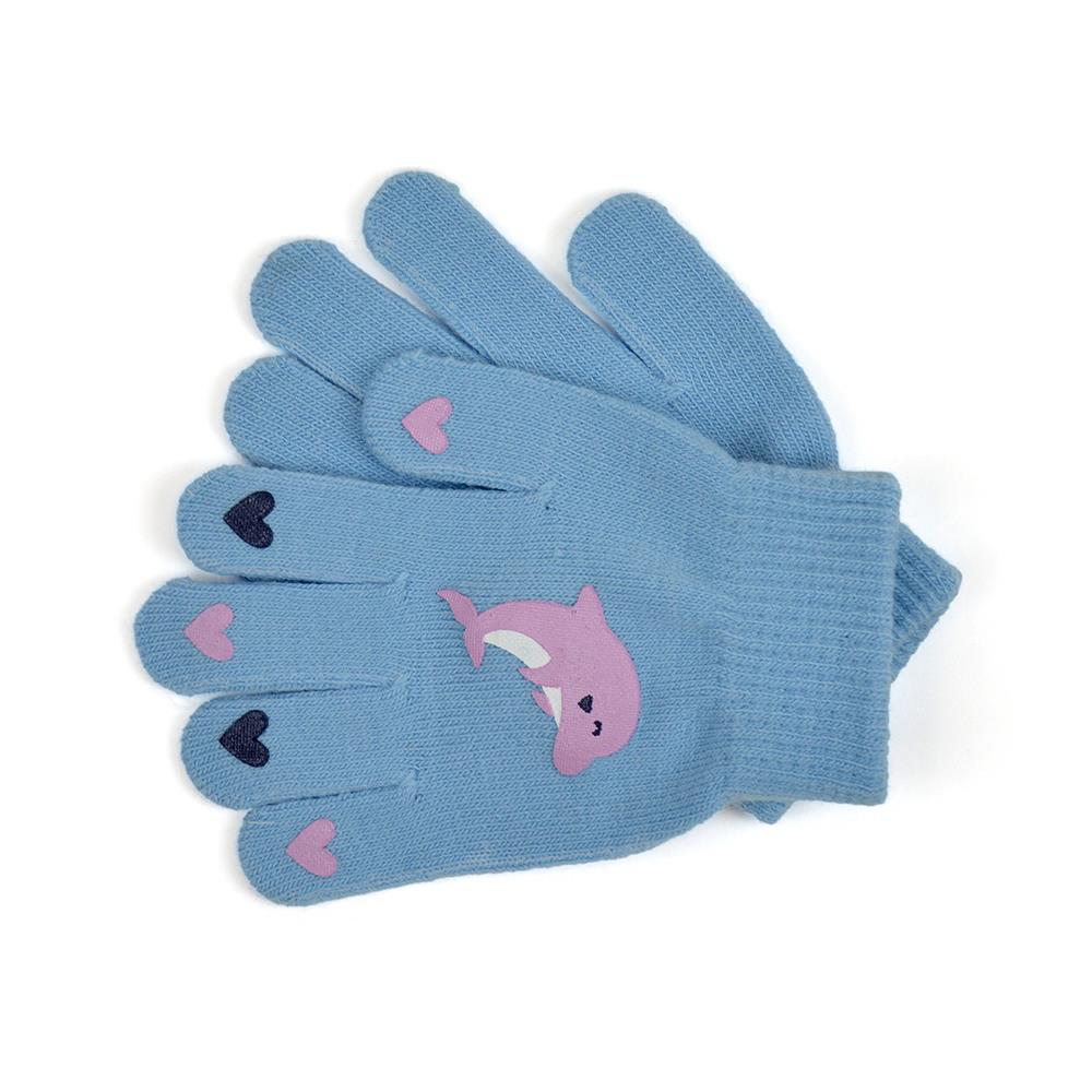 Girls 3 Pack Gloves Thermal Magic Flamingo Dolphin Unicorn Motif Warm Mittens