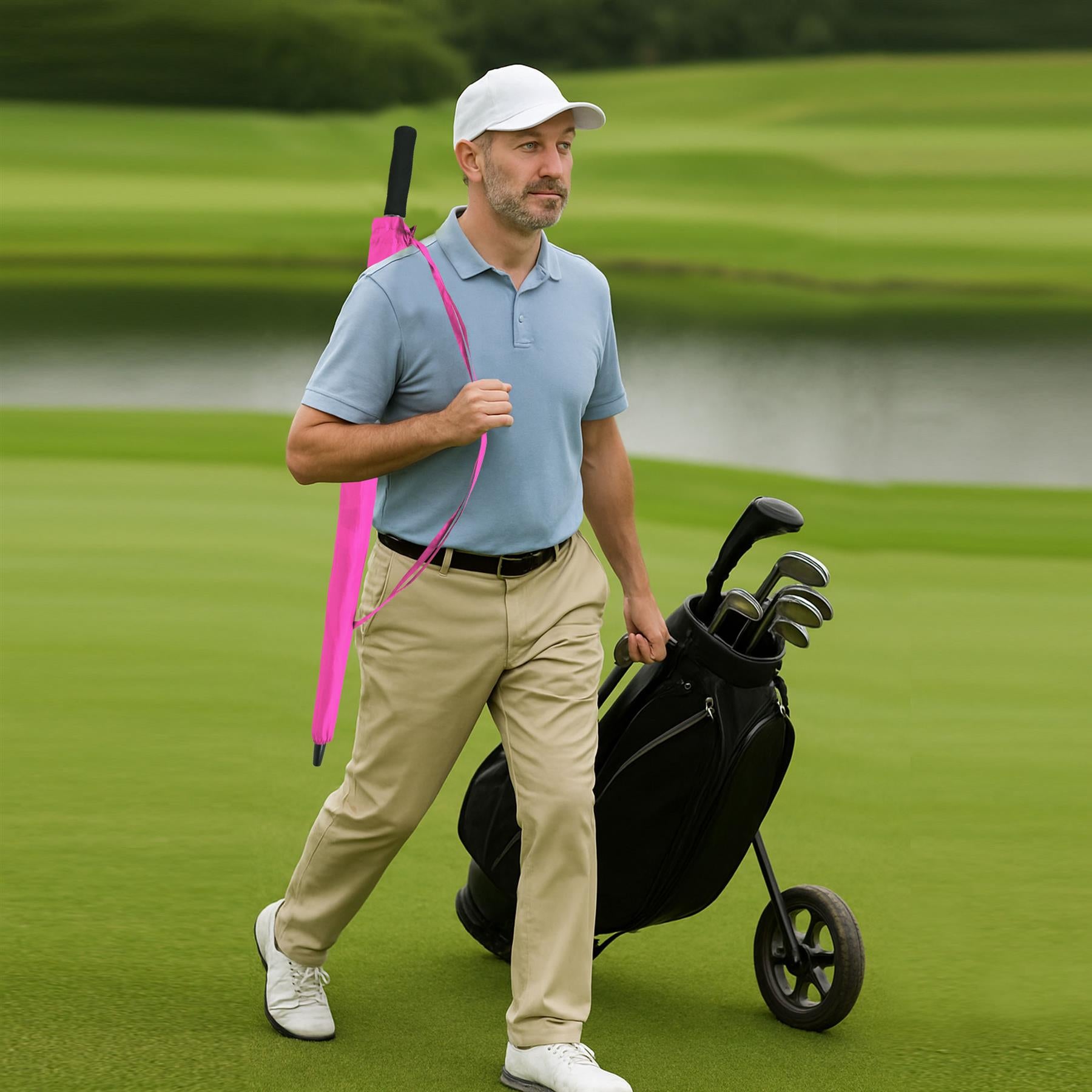 A2Z Golf Umbrella Auto Open Wind Rain Resitant 152cm Double Canopy Vented Brolly