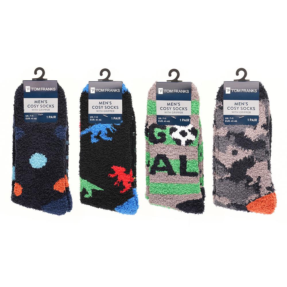 A2Z 4 Pack Mens Multipack Cosy Grip Socks Non-Slip Comfortable For Daily Wear